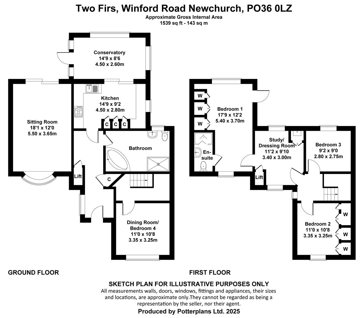 Two Firs, Winford Road, Newchurch floorplan