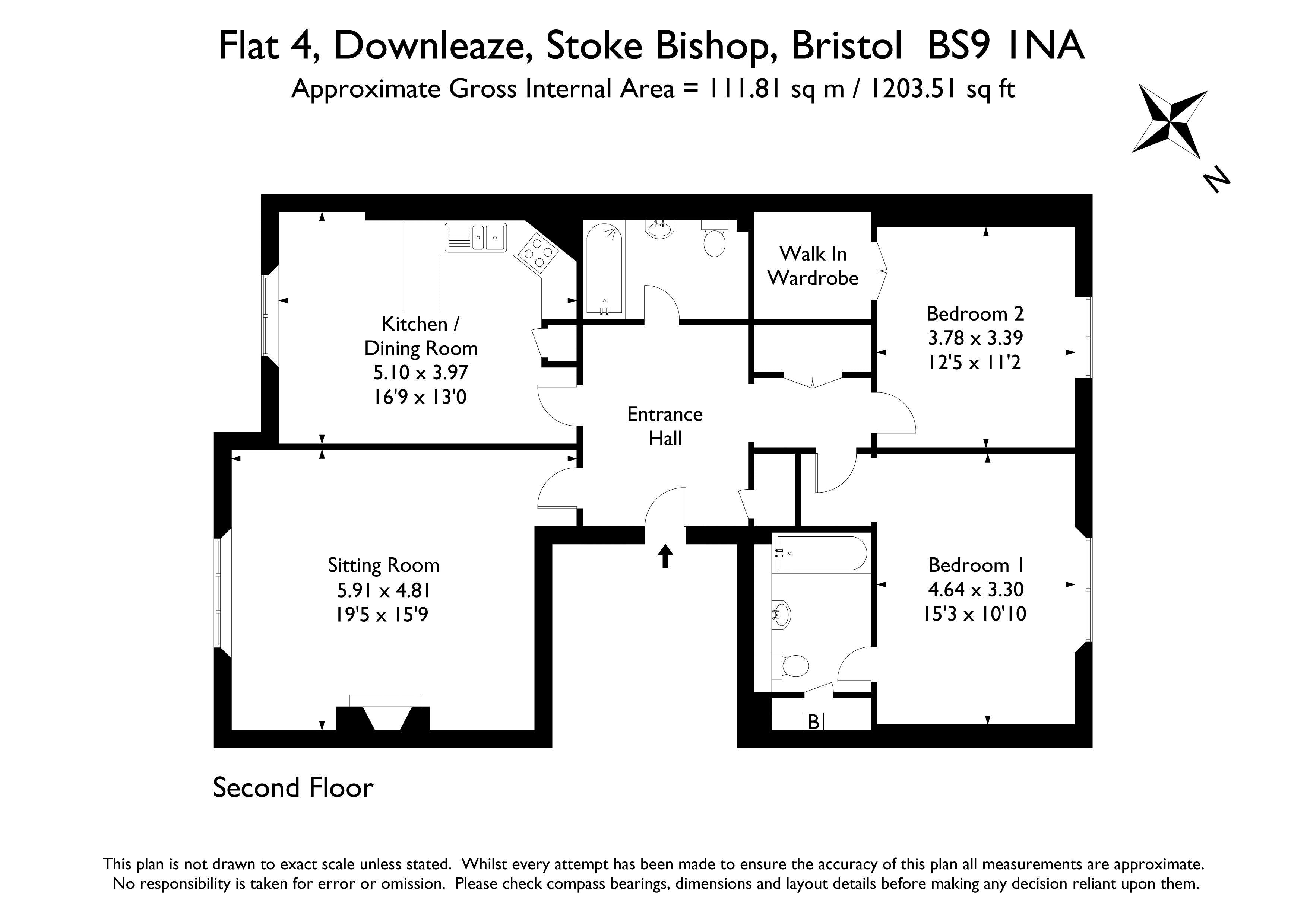 Top Floor Flat, Flat 4, 12, Downleaze, Bristol floorplan
