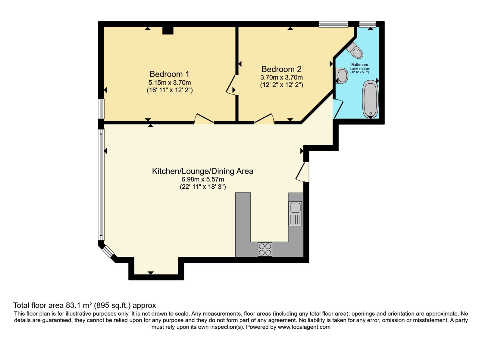Flat A, Central Apartments,, Tregenna Place, Cornwall floorplan