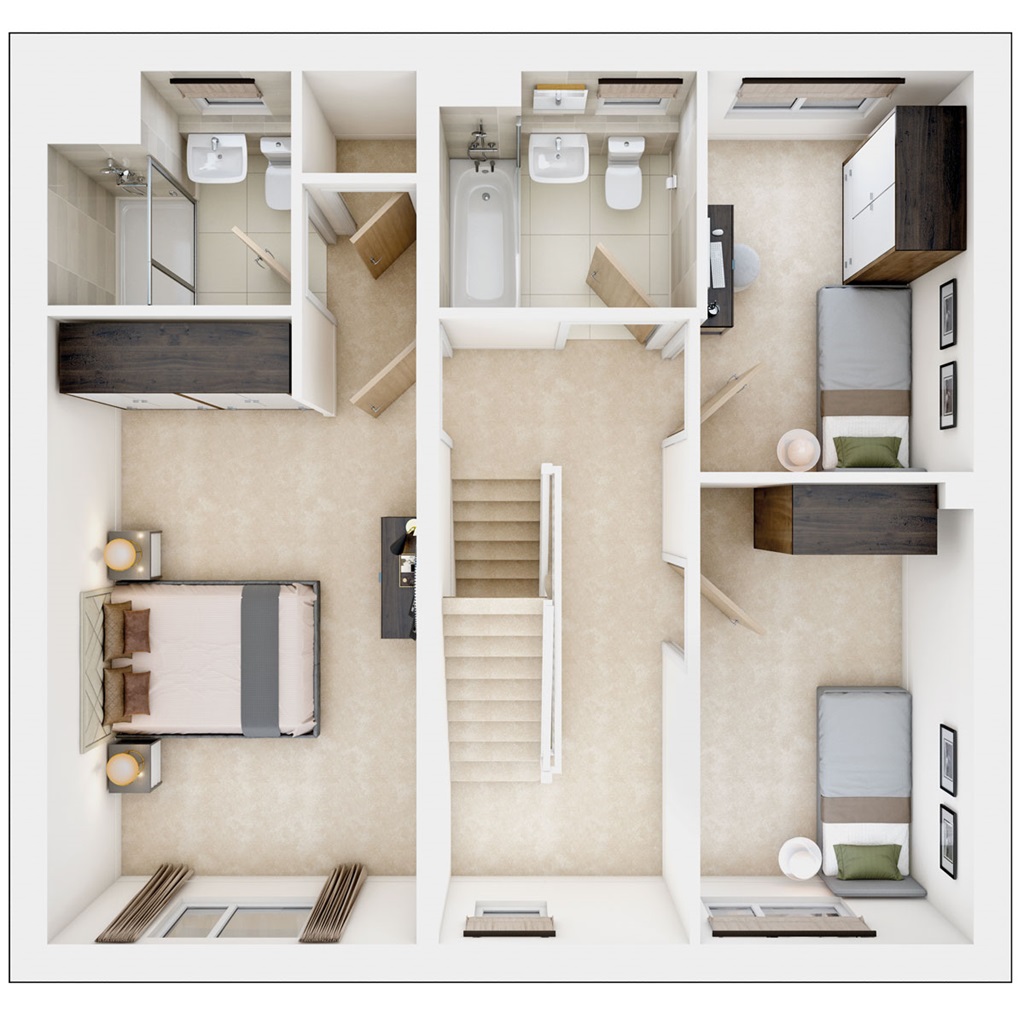 The Aireton - Plot 127, Stortford Fields, 13 Bass Close, Off Rye Street, Bishop's Stortford floorplan