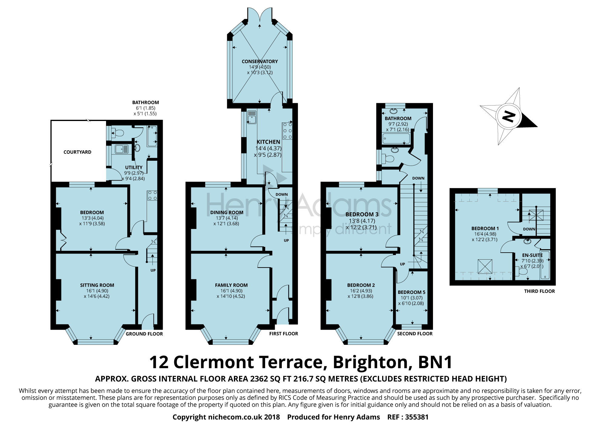 5 Bedrooms  for sale in Clermont Terrace, Brighton BN1