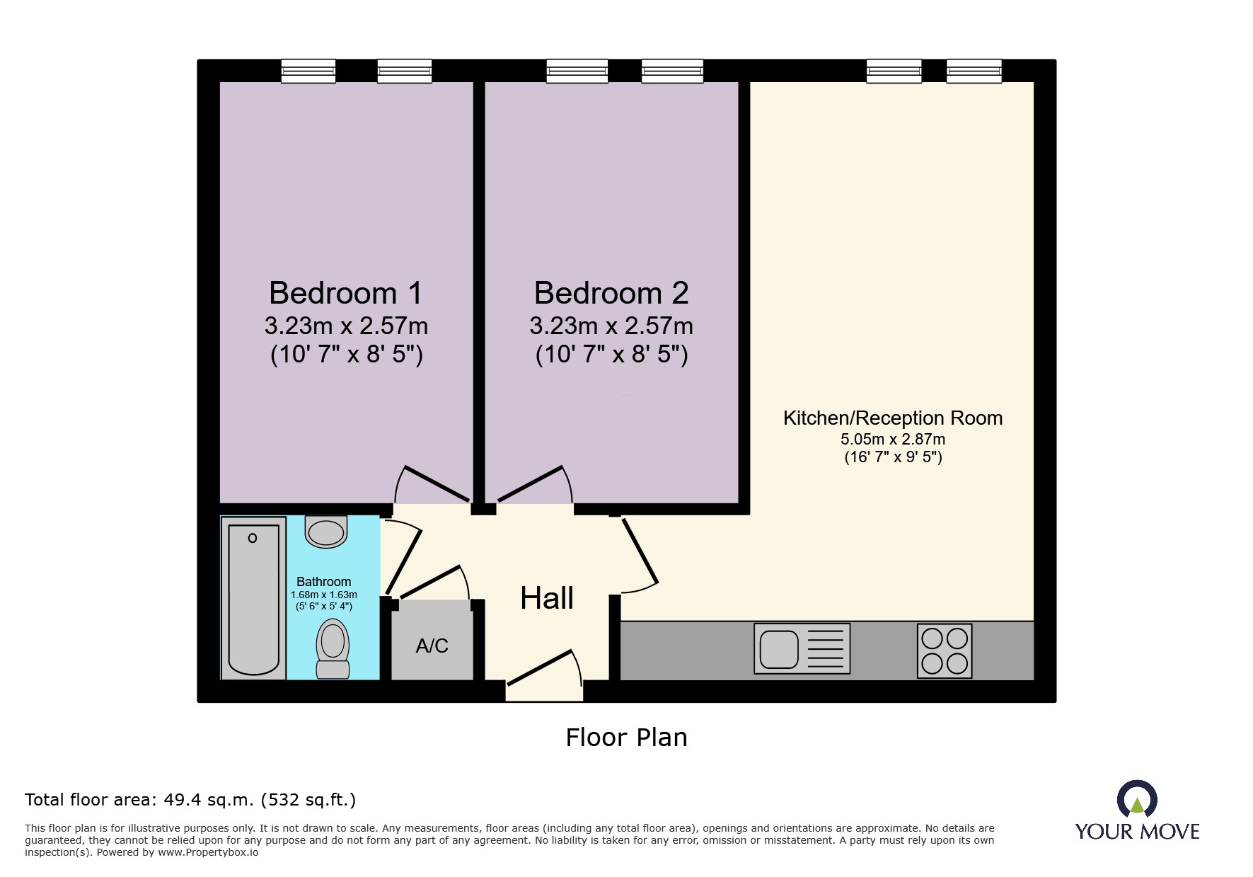 Flat 3, Eagle Court, 47, Harpur Street, Bedfordshire floorplan
