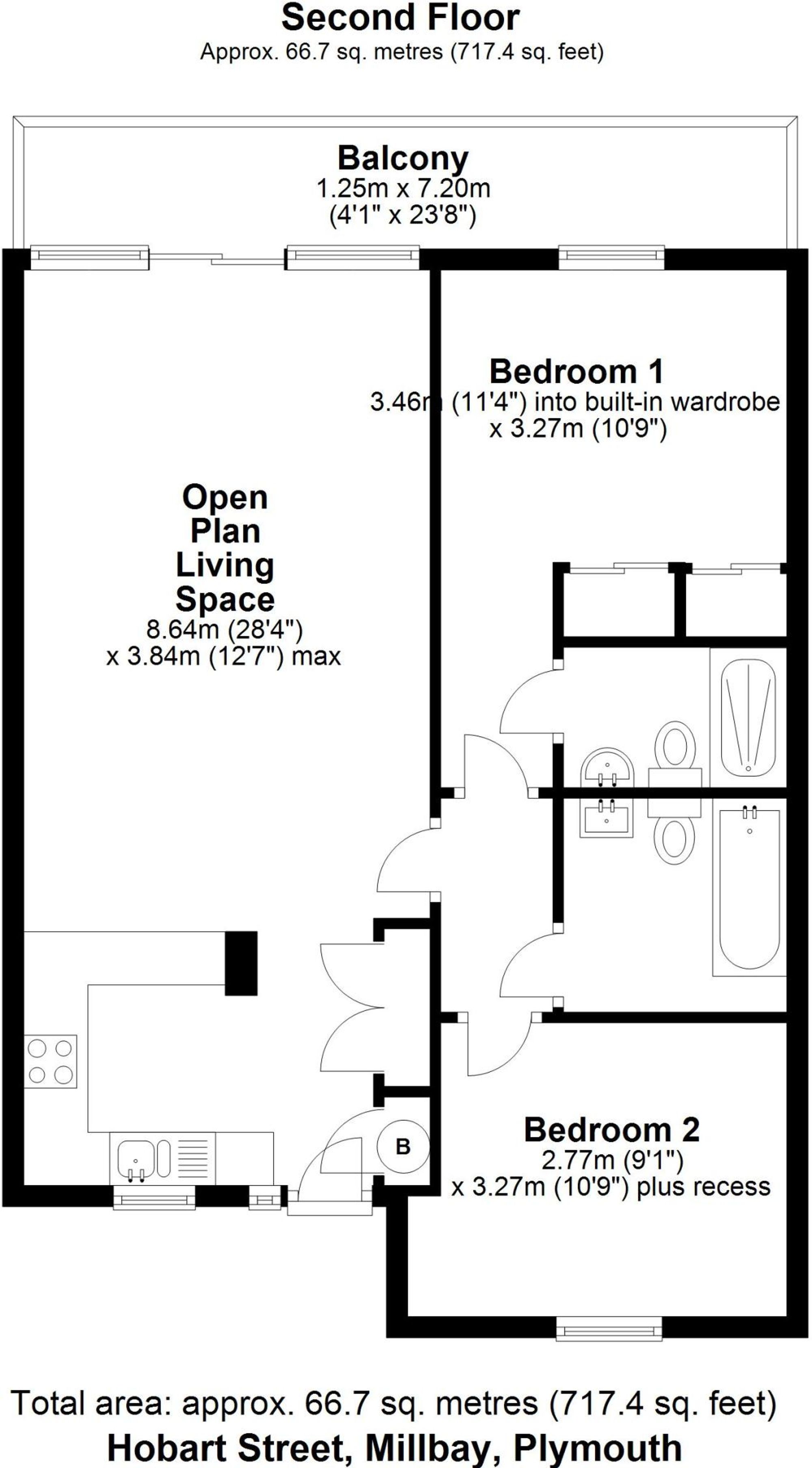 Flat 42, 12 Hobart Street, Plymouth floorplan