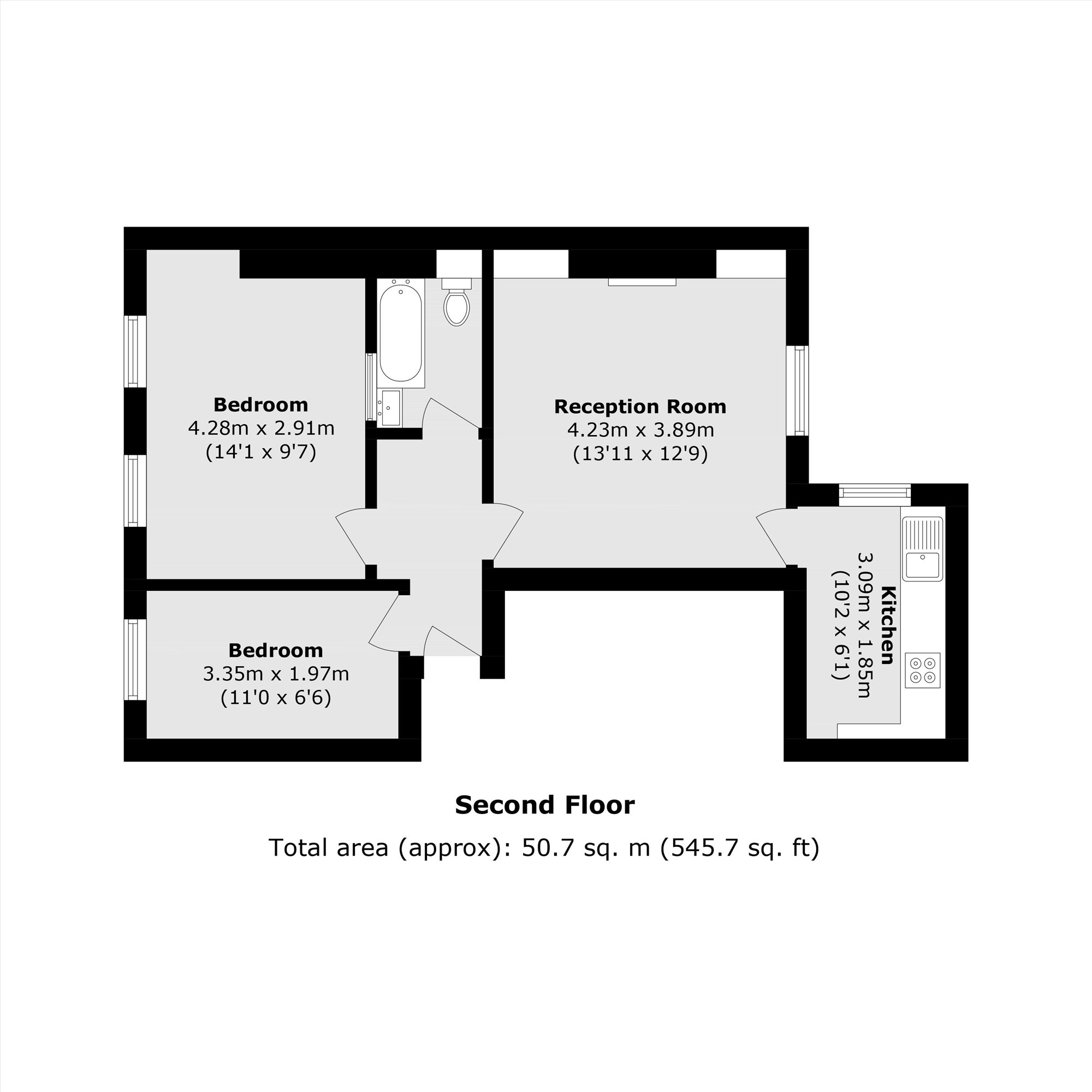 Flat D, 428, Hackney Road, London floorplan