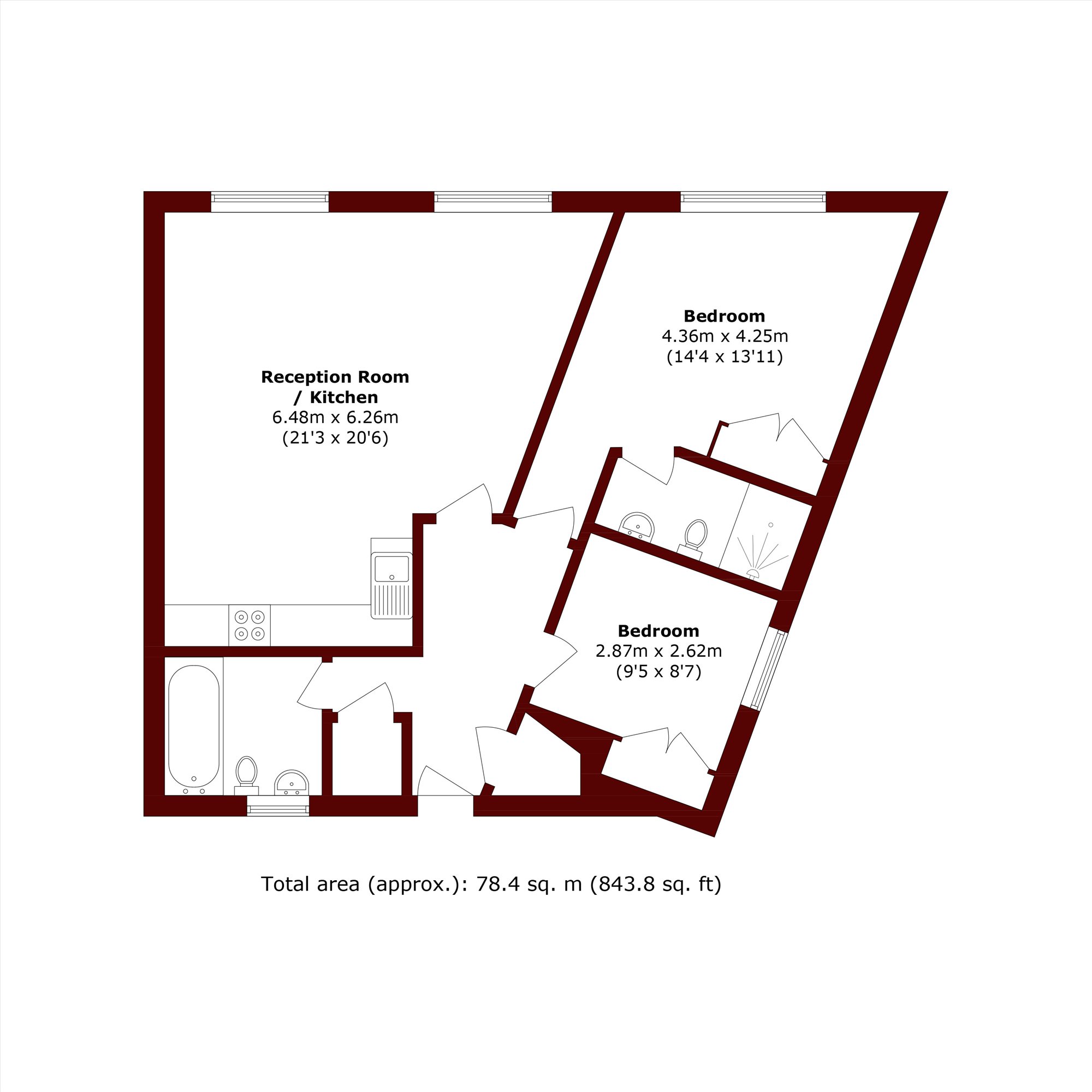 Flat 7, Atlantic House, 128, Albert Street, London floorplan
