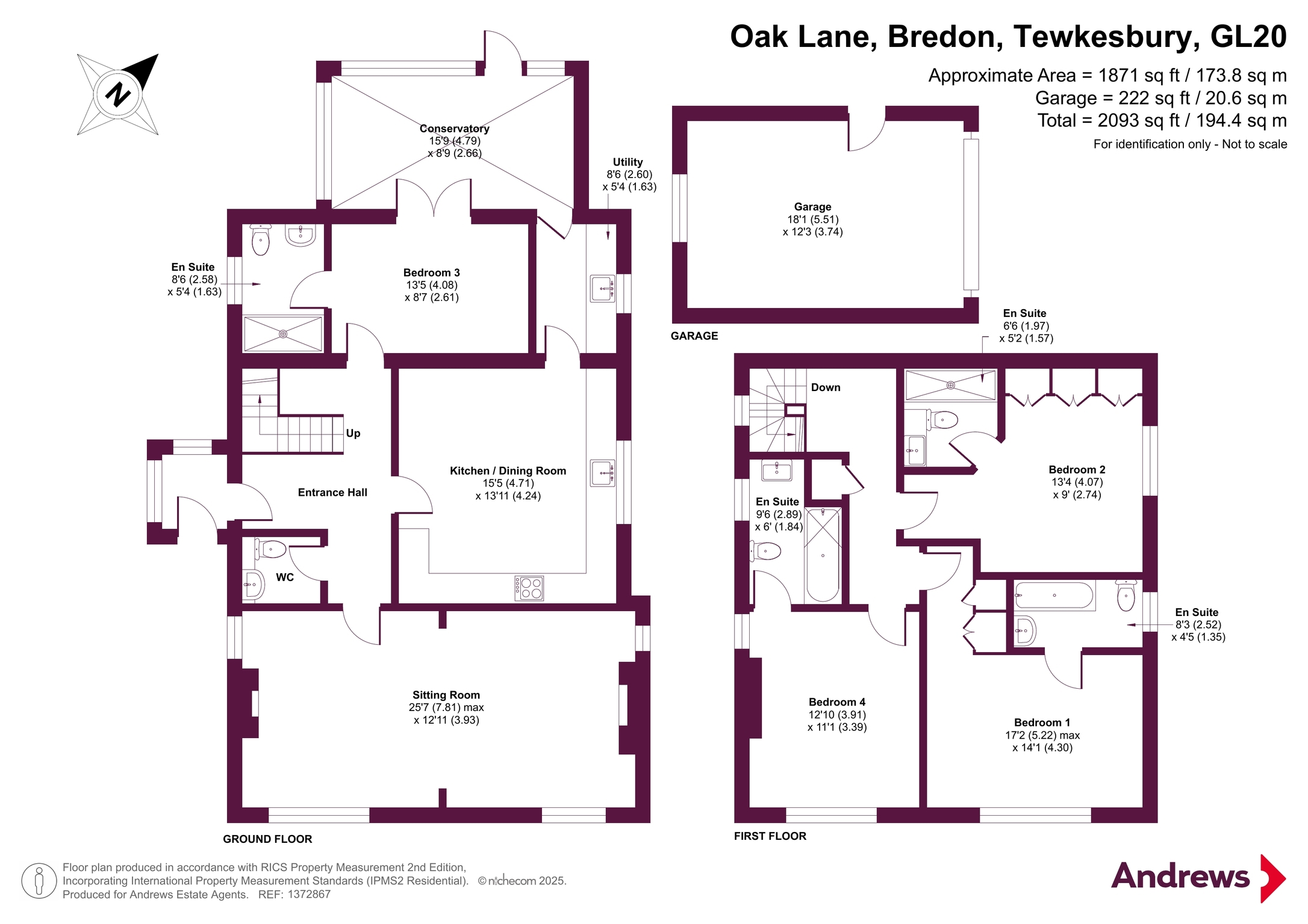 Oakleigh,, Oak Lane, Tewkesbury floorplan