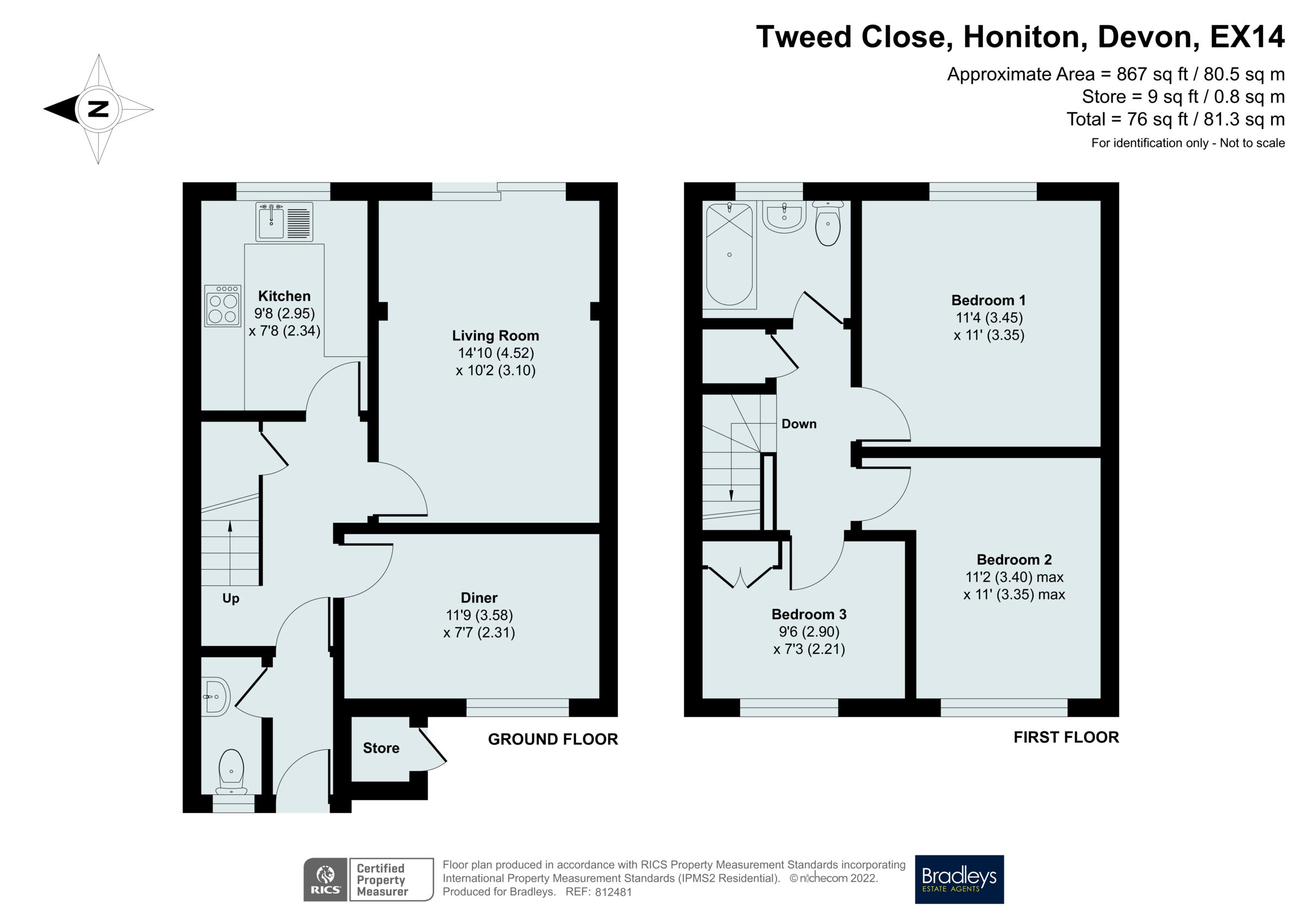 Tweed Close, Honiton, Devon EX14, 3 bedroom semidetached house for