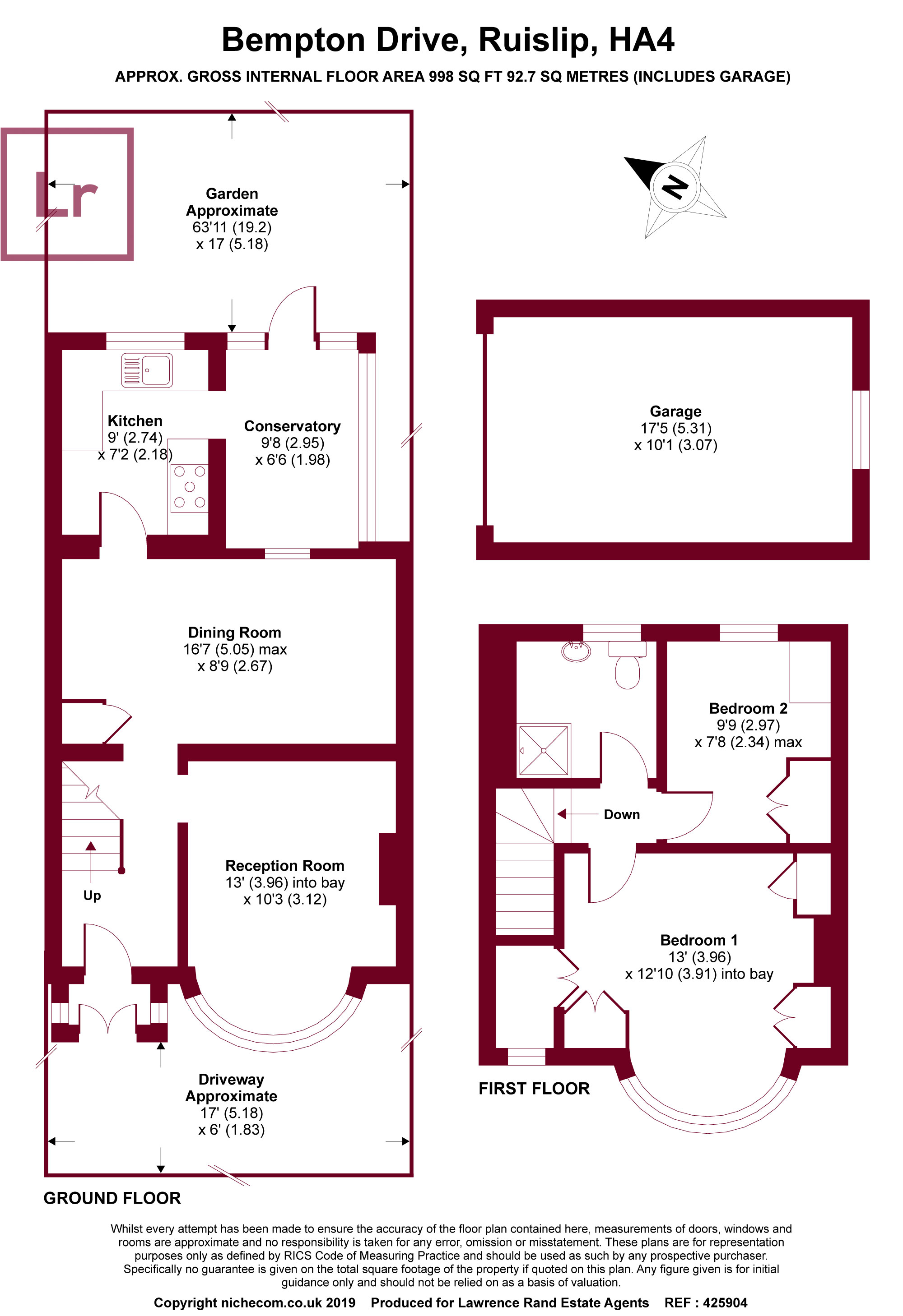 2 Bedrooms Terraced house for sale in Bempton Drive, Ruislip, Middlesex HA4