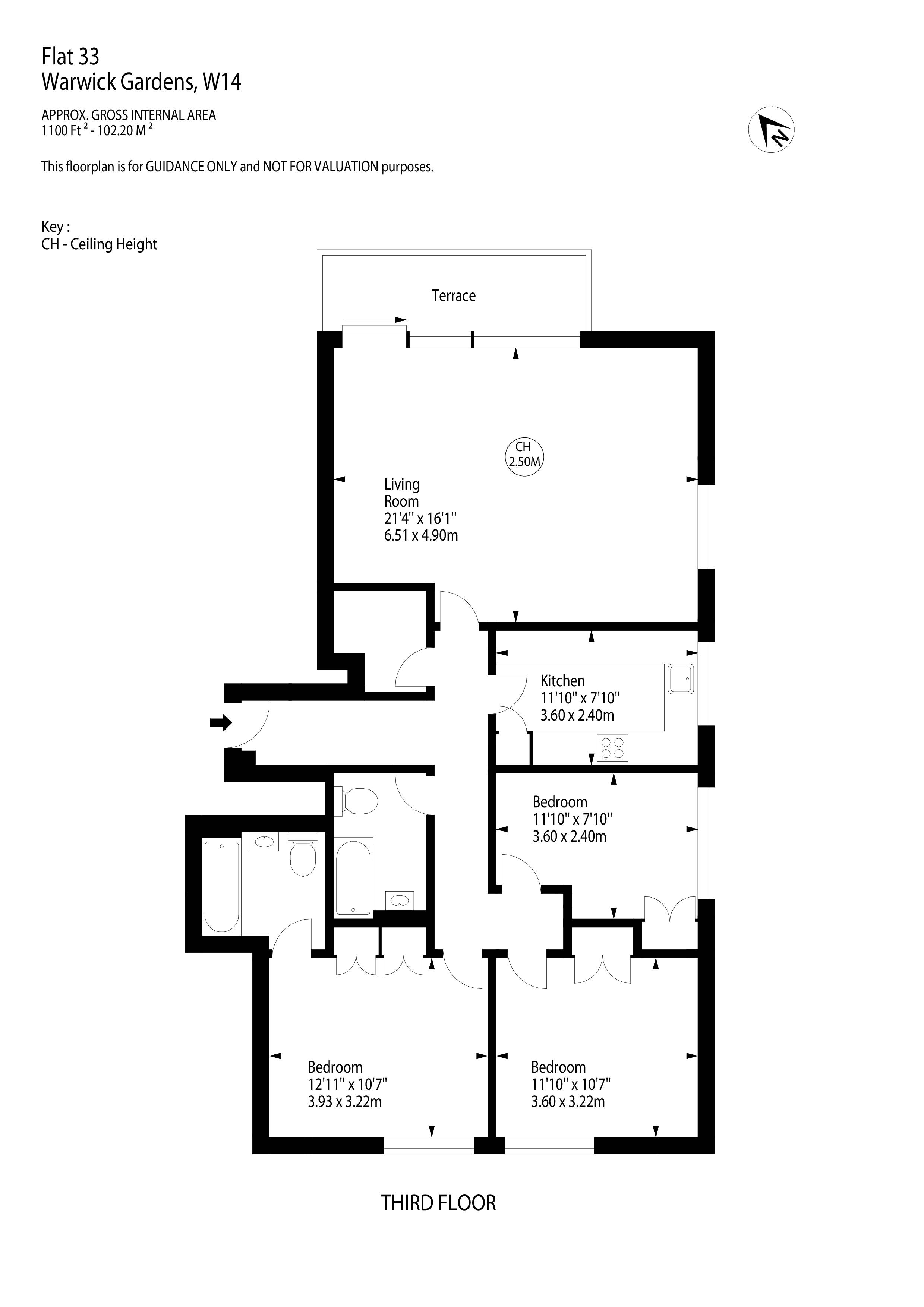 3 Bedrooms Flat to rent in Warwick Gardens, London W14