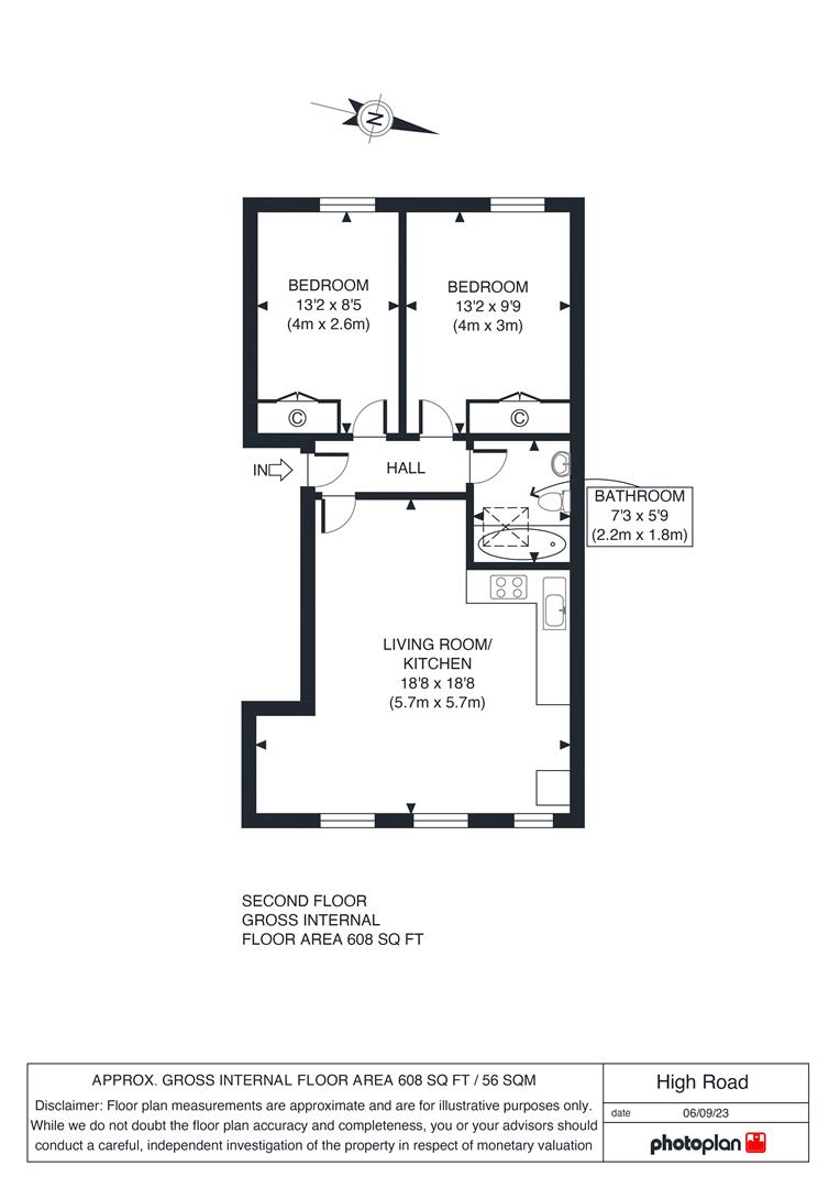 Flat D, 129-131, Streatham High Road, London floorplan