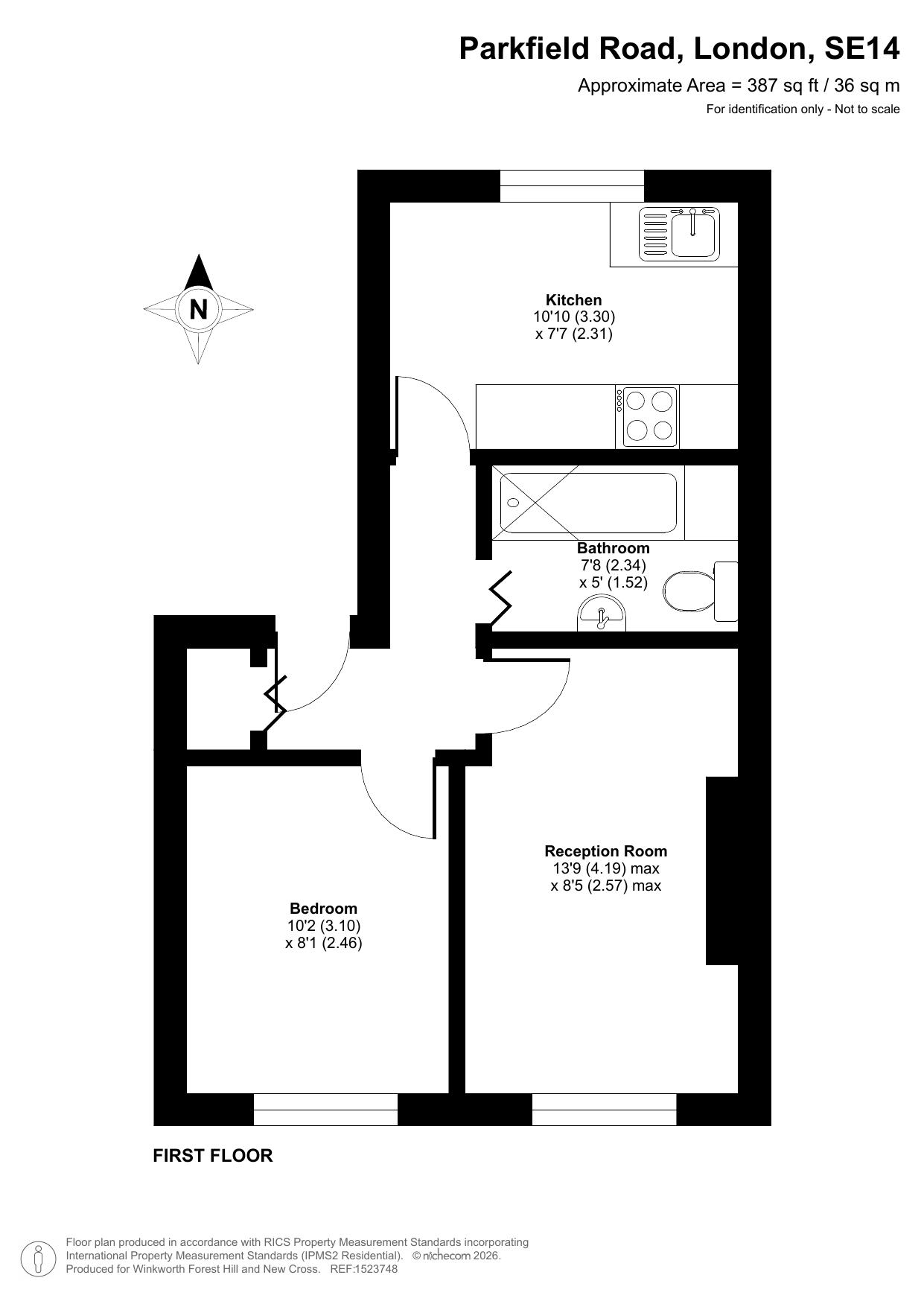 First Floor Flat, 14, Parkfield Road, London floorplan