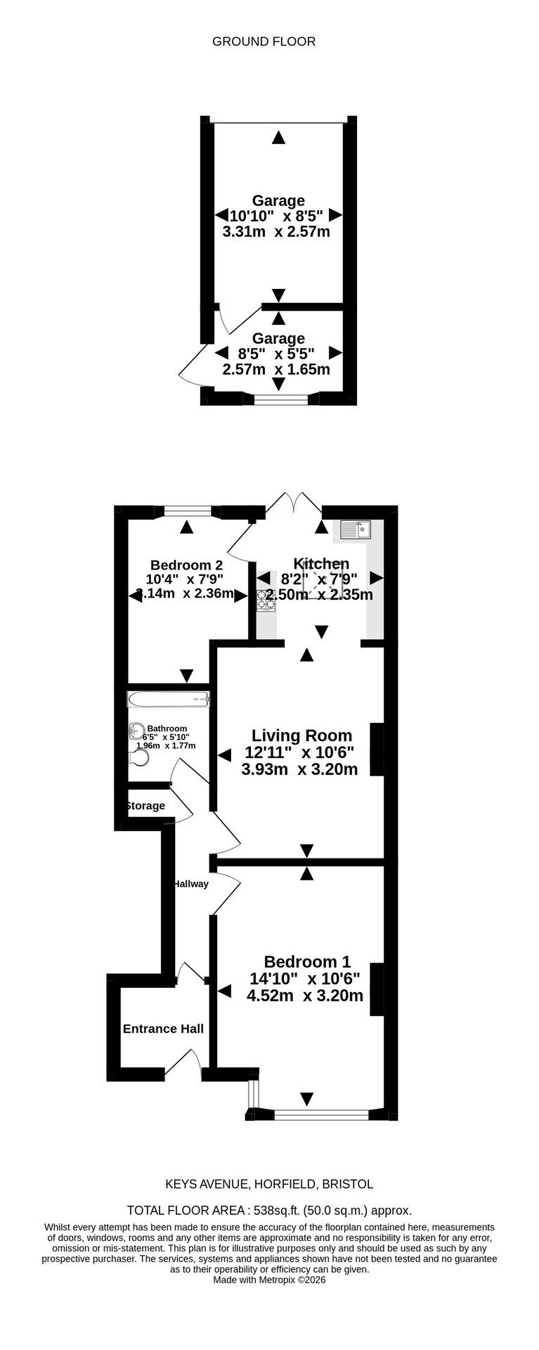 Garden Flat, 44 Keys Avenue, Bristol floorplan