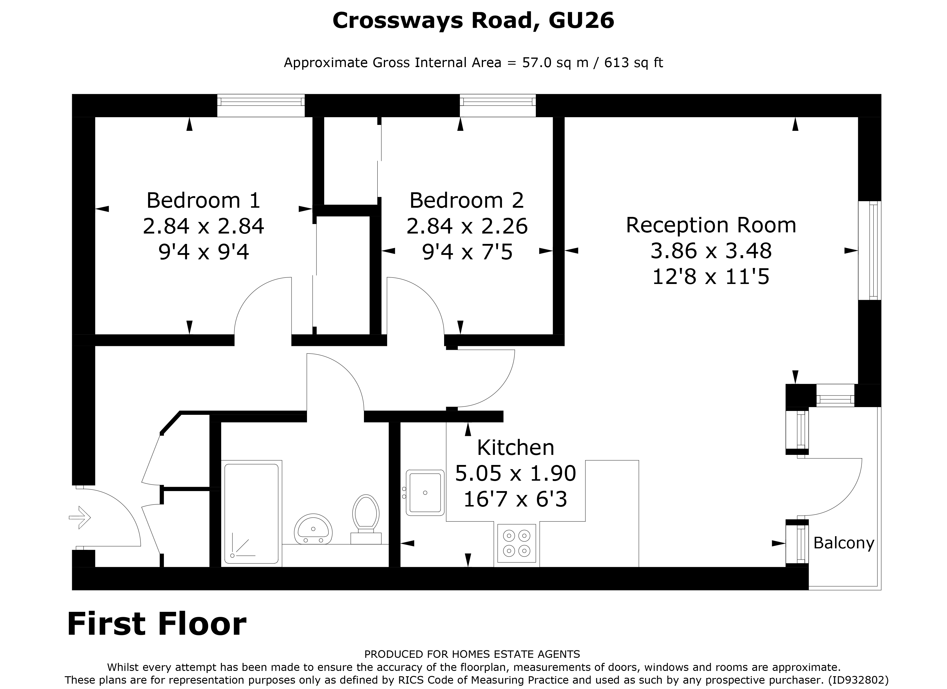 St. Austins, Crossways Road, Grayshott, Hindhead GU26, 2 bedroom flat
