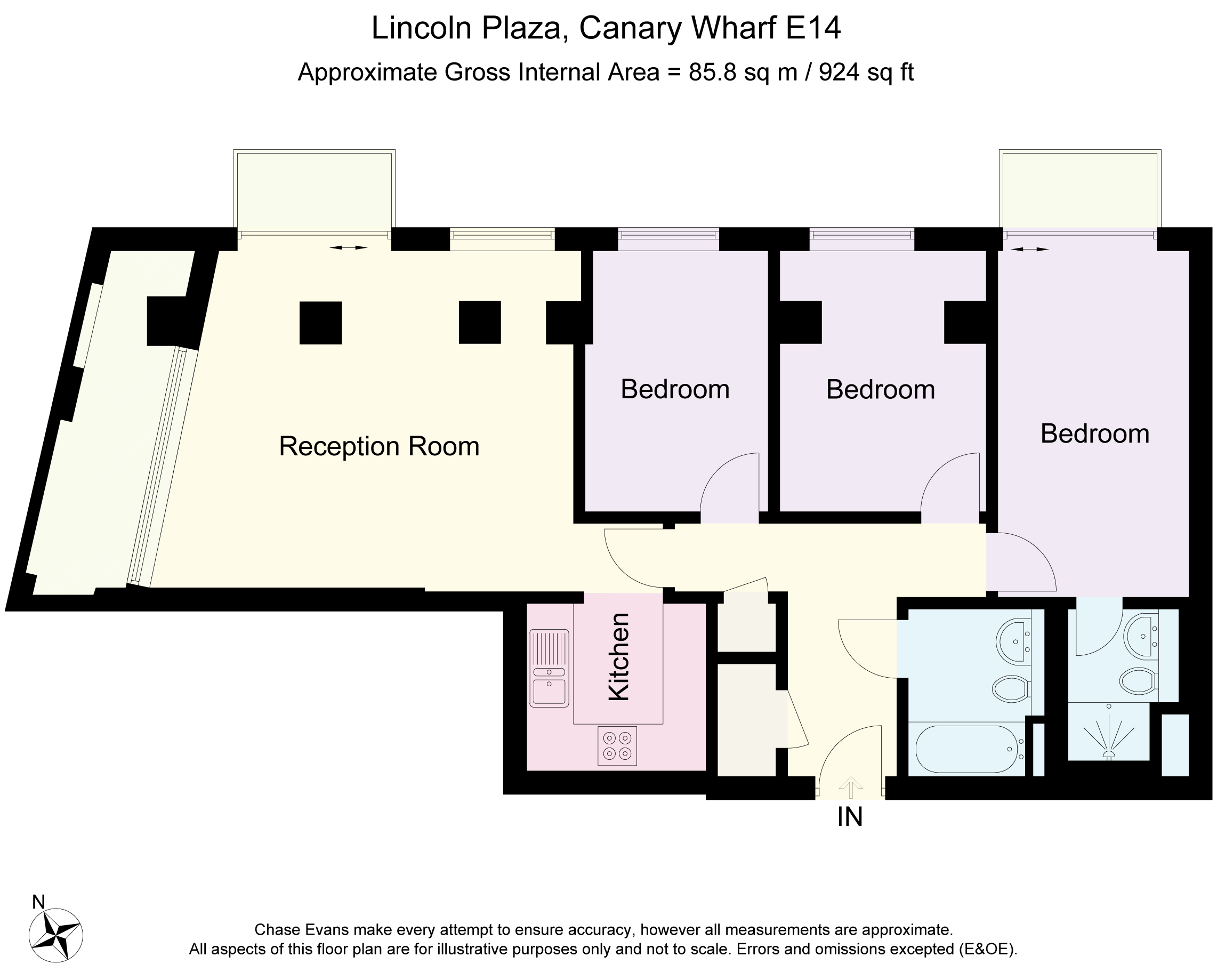 3 Bedrooms Flat to rent in Talisman Tower, Lincoln Plaza, Canary Wharf E14