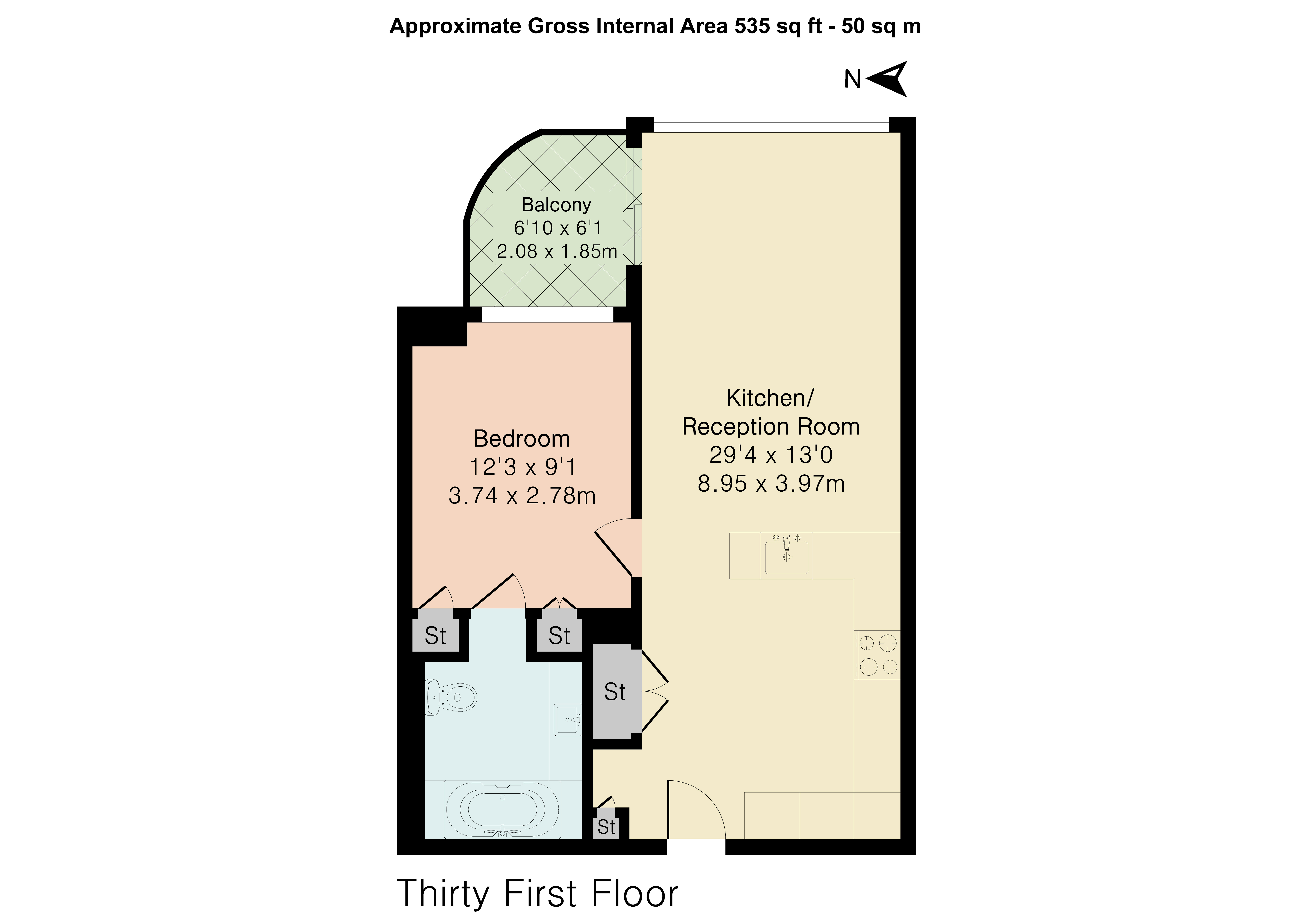 Flat 3105, 2, Principal Place, London floorplan
