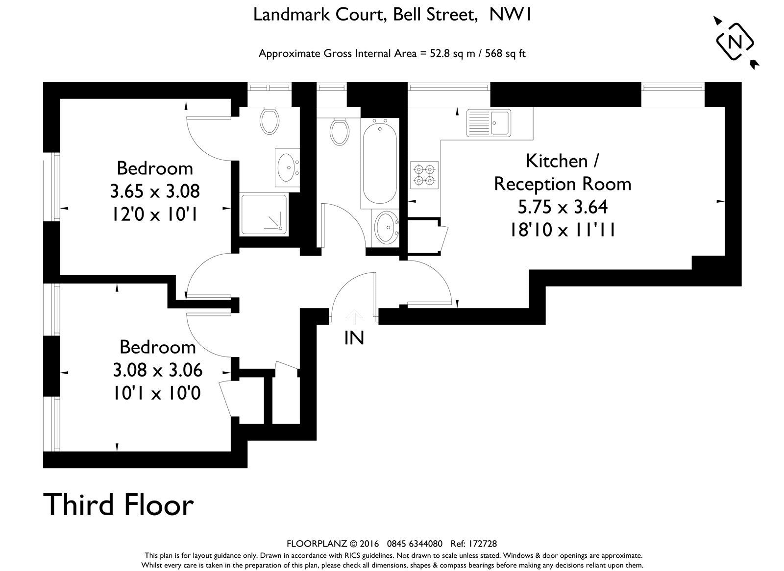 2 Bedrooms Flat to rent in Bell Street, London NW1