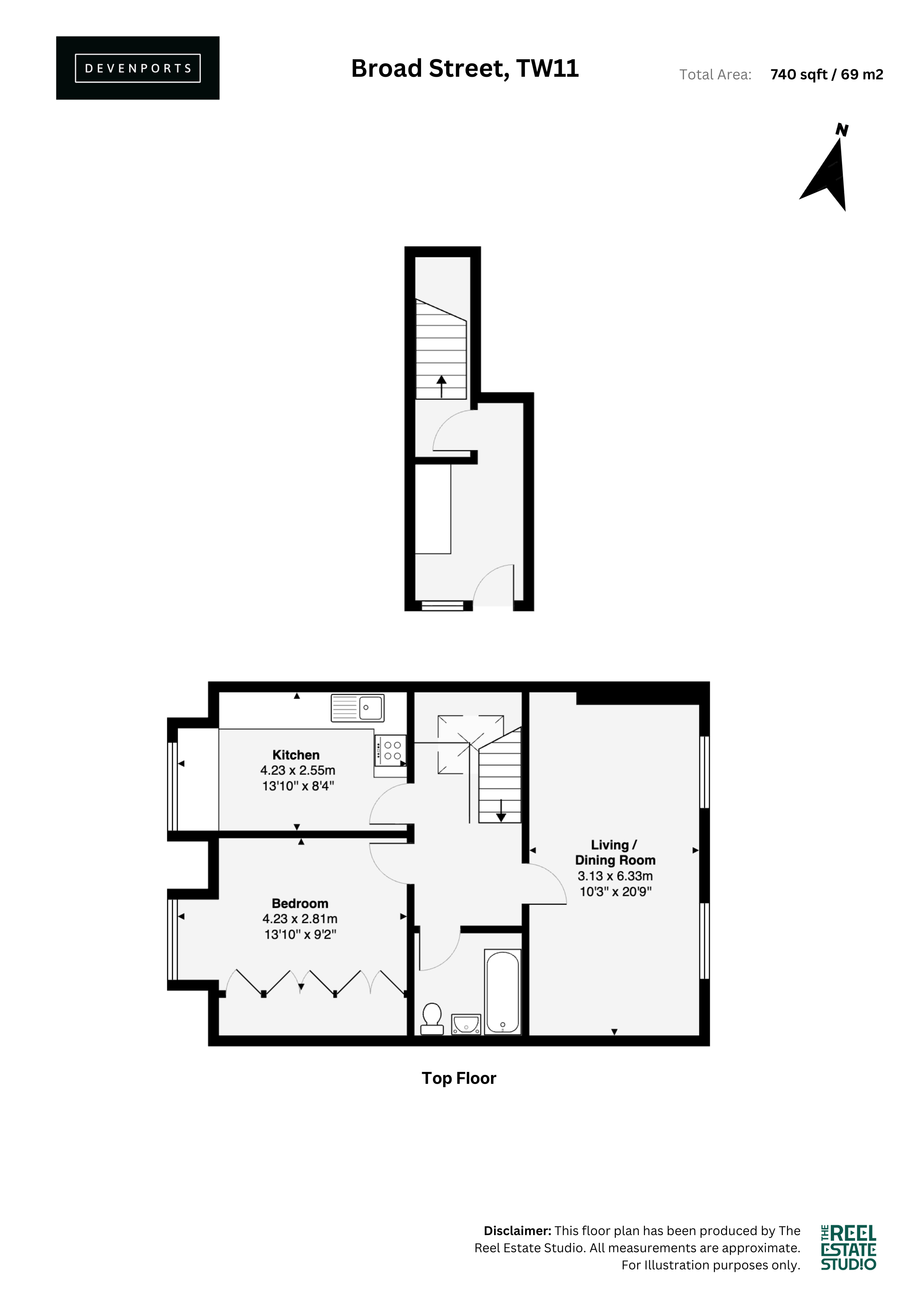Flat 3, 66, Broad Street, Teddington floorplan
