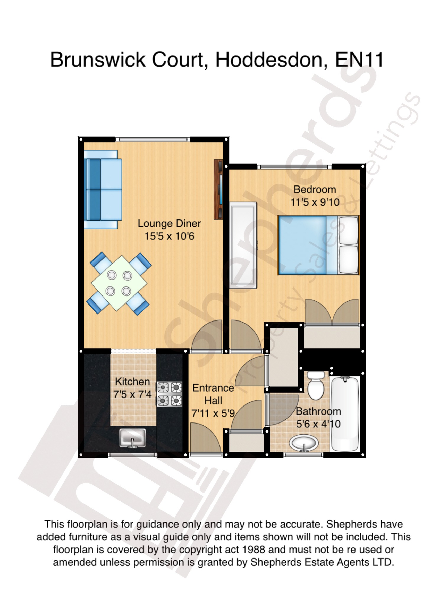 1 Bedrooms Flat for sale in Rawdon Drive, Hoddesdon, Hertfordshire EN11