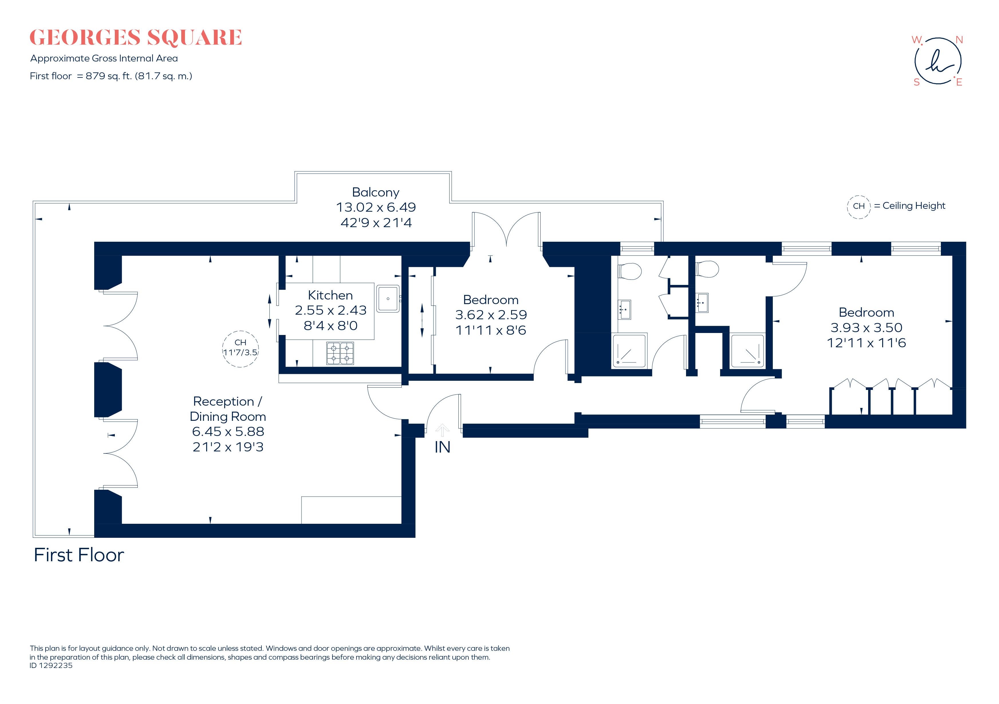 Flat 3, 3, St. Georges Square, London floorplan
