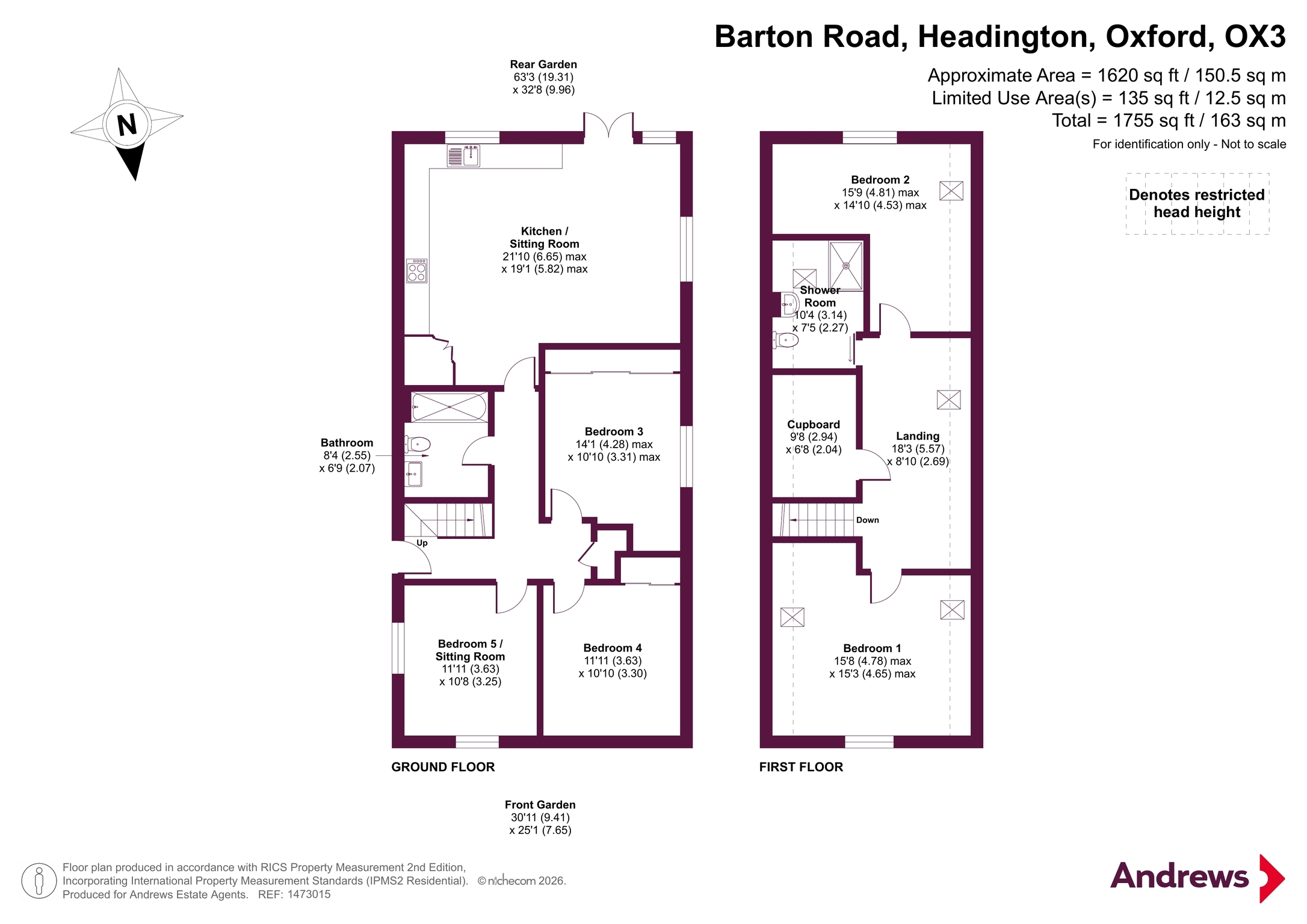 73, Barton Road, Oxford floorplan