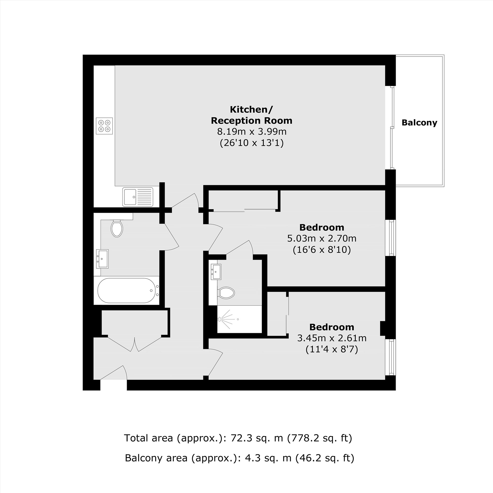 Flat 63, Venice Corte, 2, Elmira Street, London floorplan