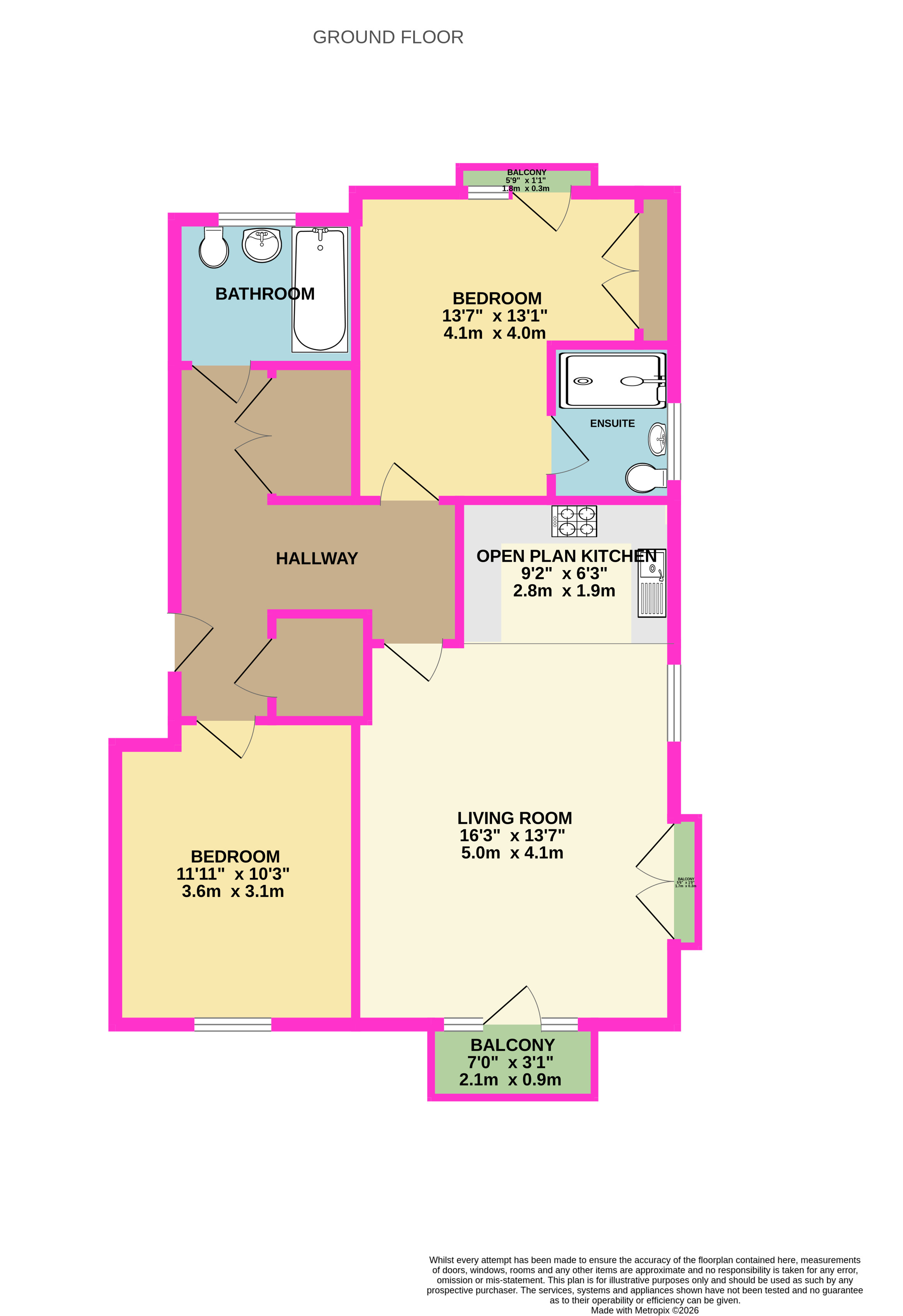 Flat 3, Bridgecroft House, 8, Brunswick Road, Camberley floorplan