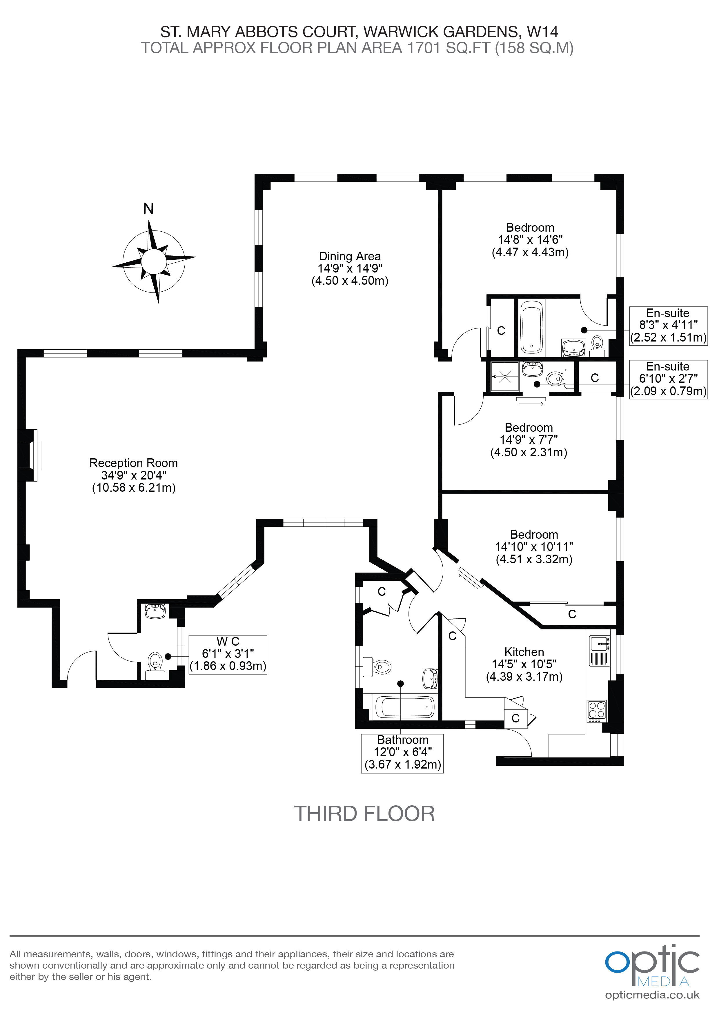 54 St Mary Abbots Court, Warwick Gardens, London floorplan