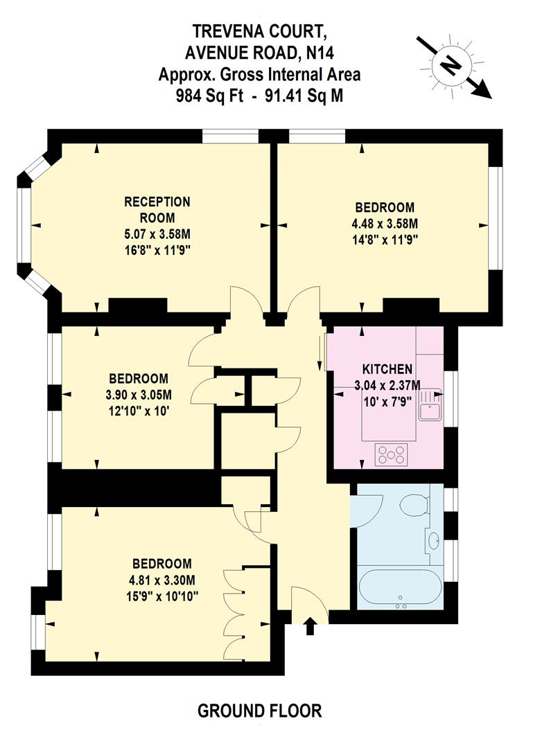Flat 1, Trevena Court, Avenue Road, London floorplan