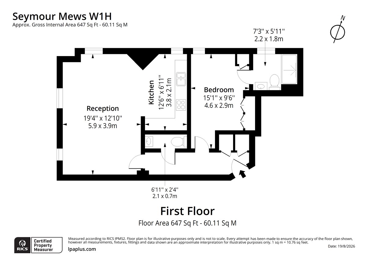Flat 1, 7, Seymour Mews, London floorplan