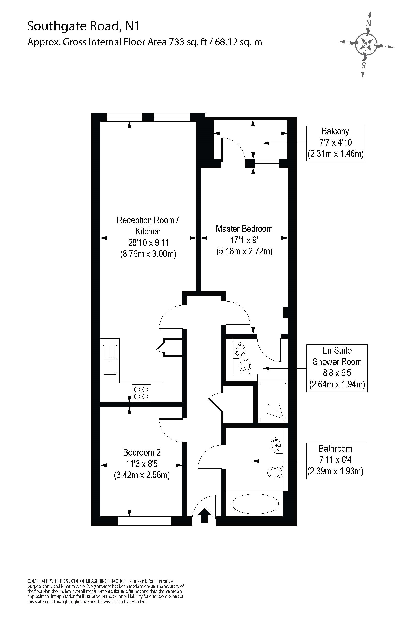 2 Bedrooms Flat to rent in Southgate Road, Islington, London N1