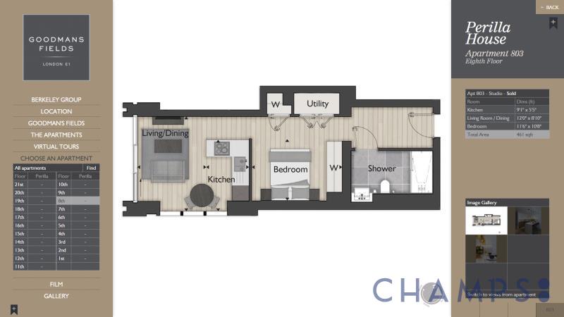 Flat 803 Perilla House, 17 Stable Walk, London floorplan