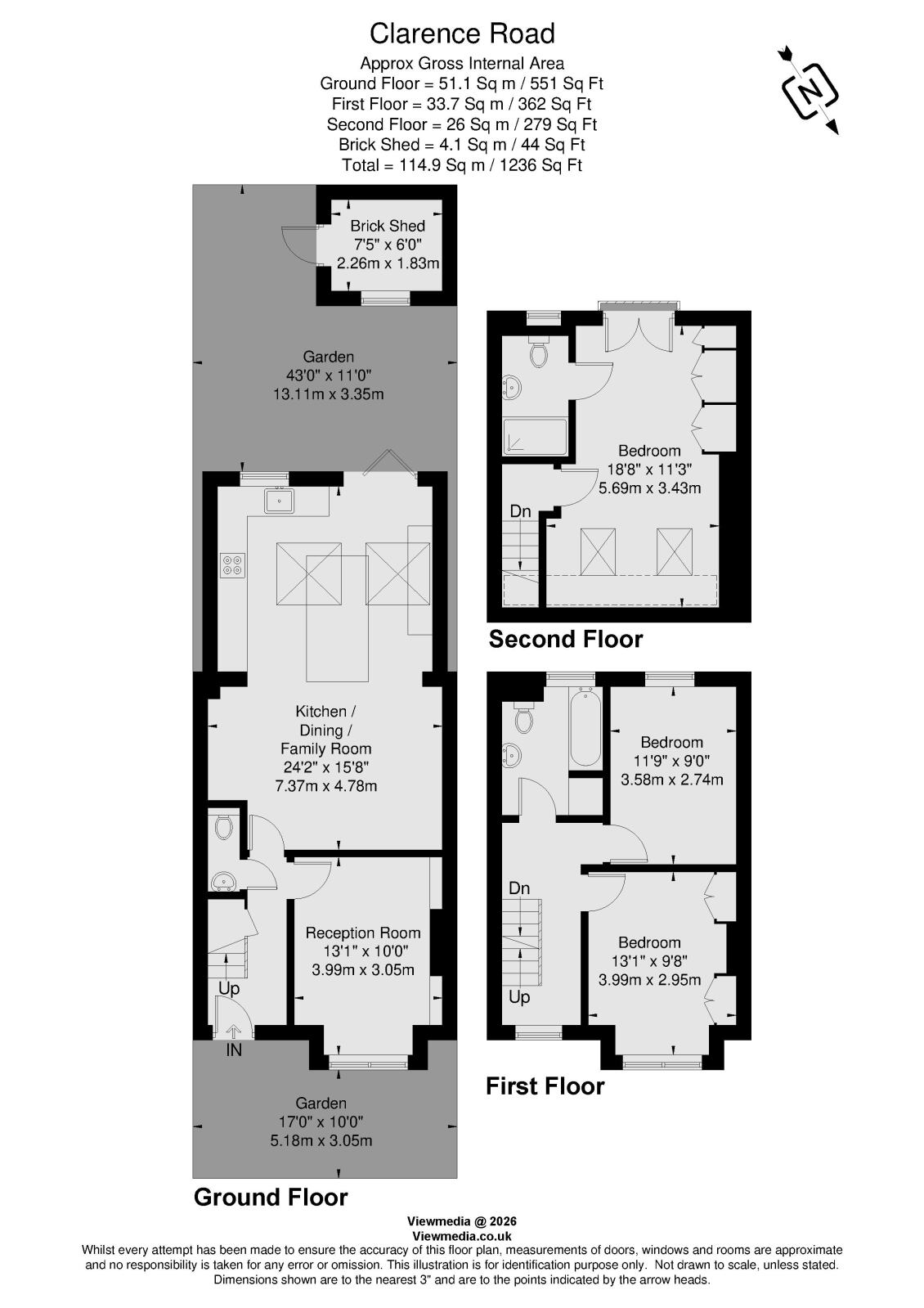 168, Clarence Road, London floorplan