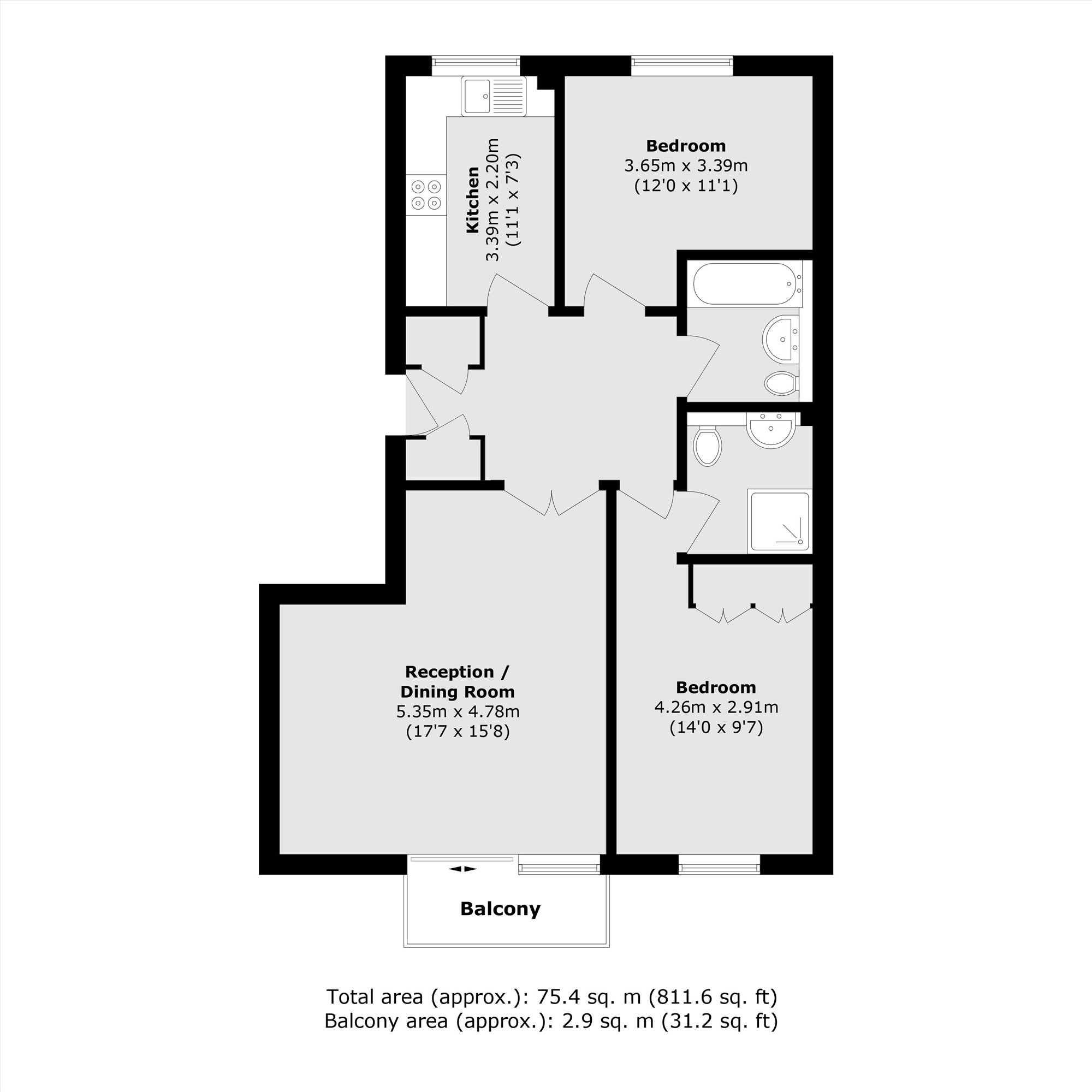 Flat 26, Cascades Court, 13-19, Hartfield Crescent, London floorplan