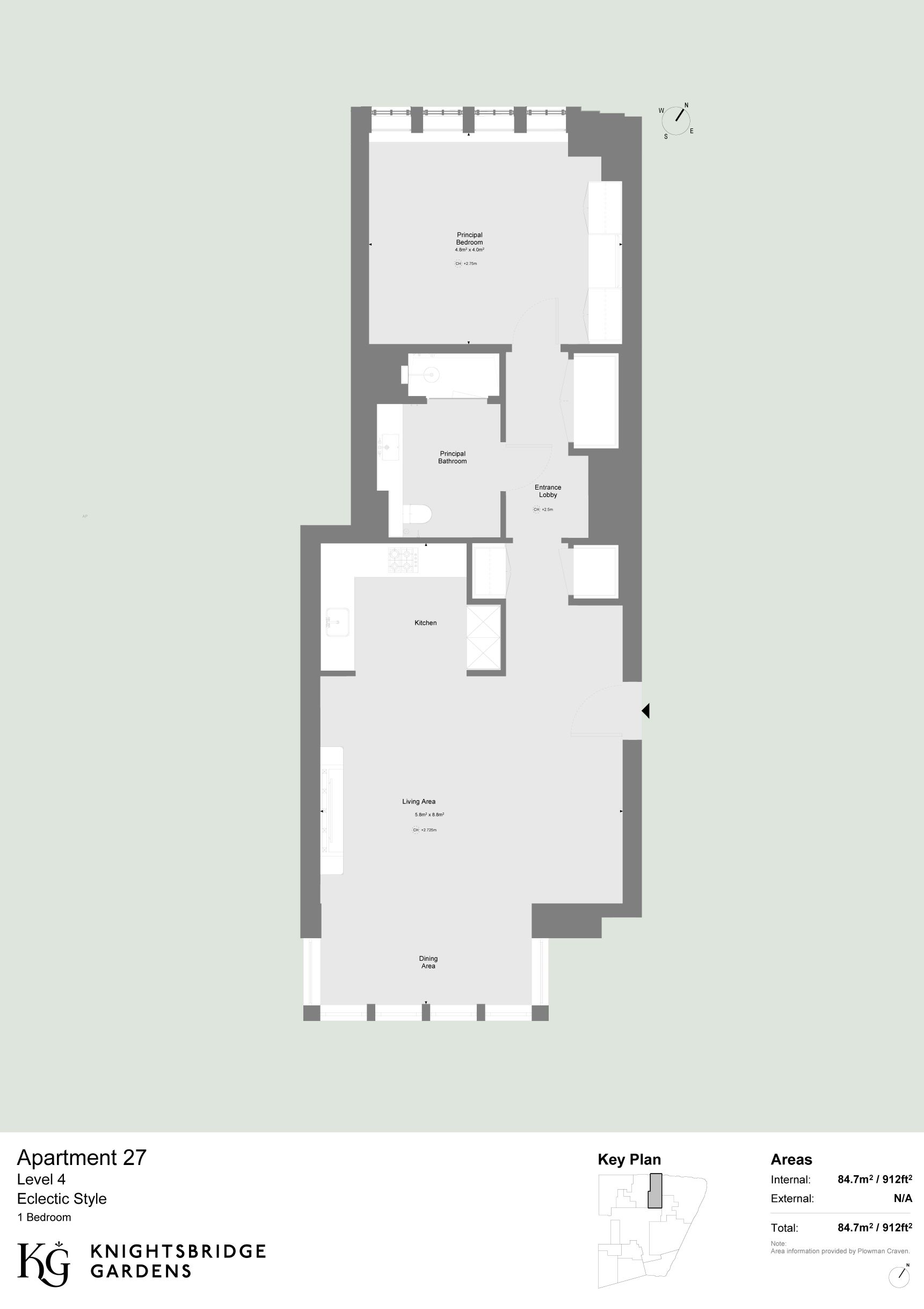 Knightsbridge Gardens Apartment 27, 6, Basil Street, London floorplan