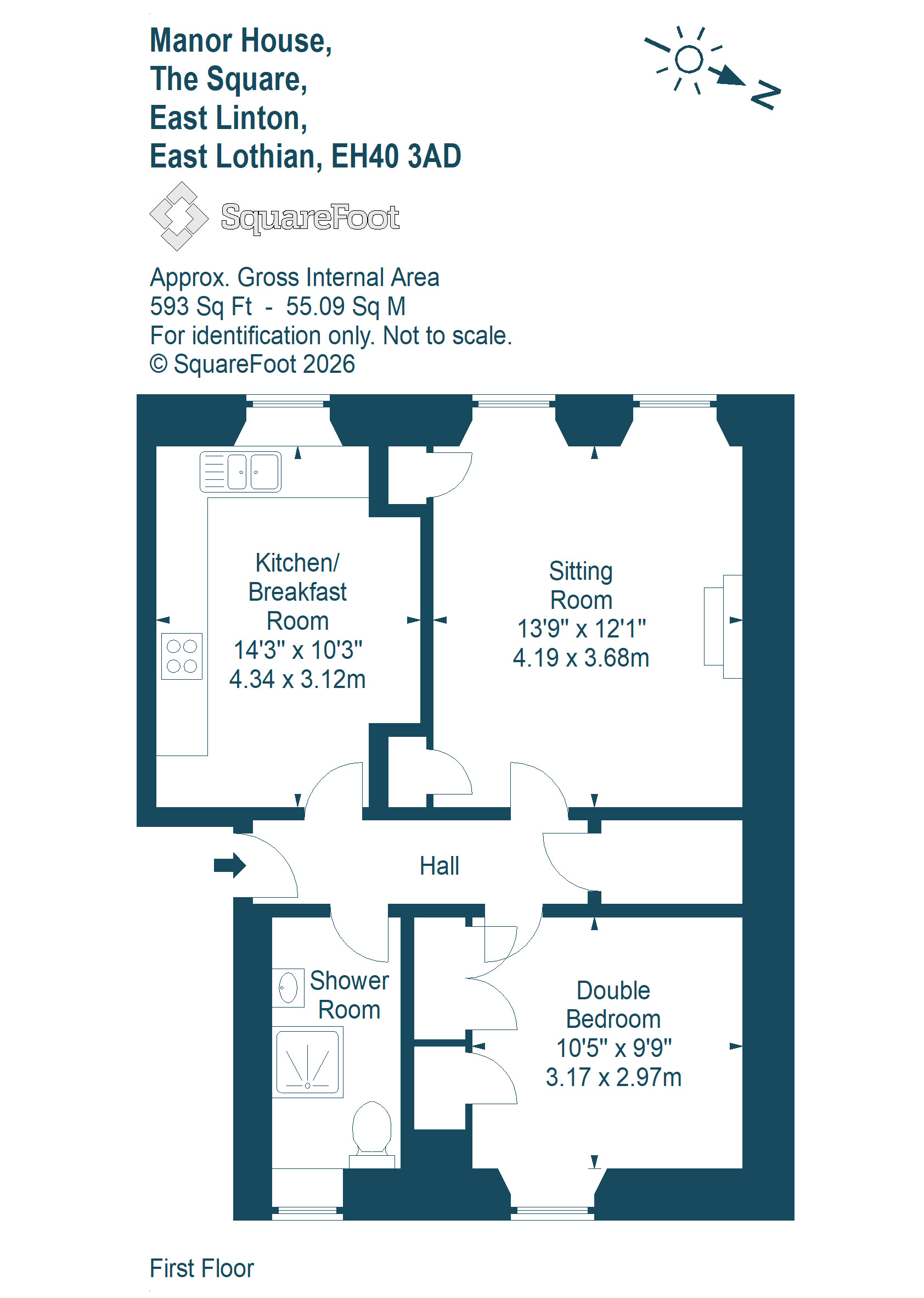 Flat 3, 7 Manor House, The Square, East Linton floorplan