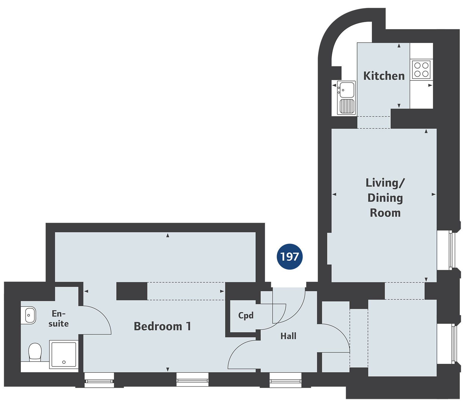 1 Bedrooms Flat for sale in 