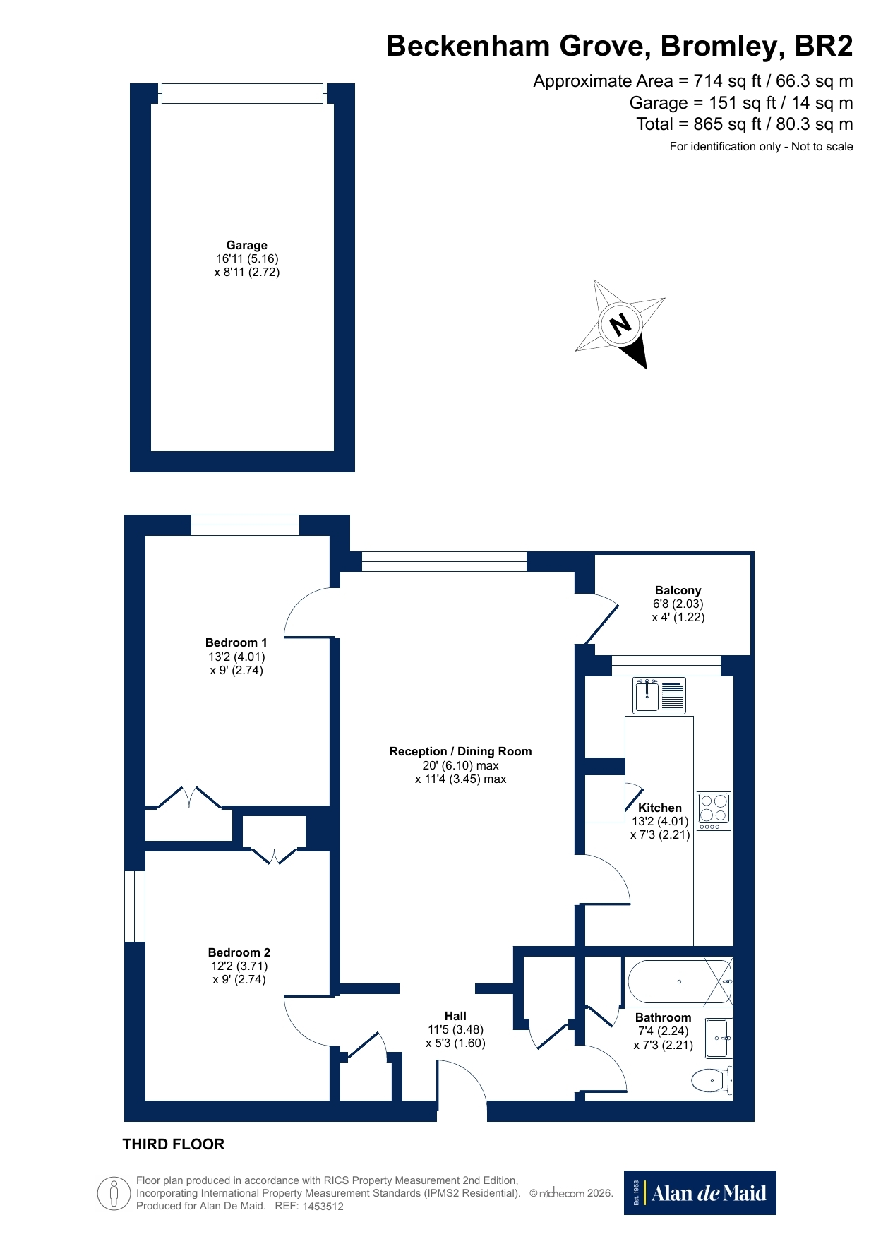 Flat 13, Arundel Court, 16, Beckenham Grove, Bromley floorplan