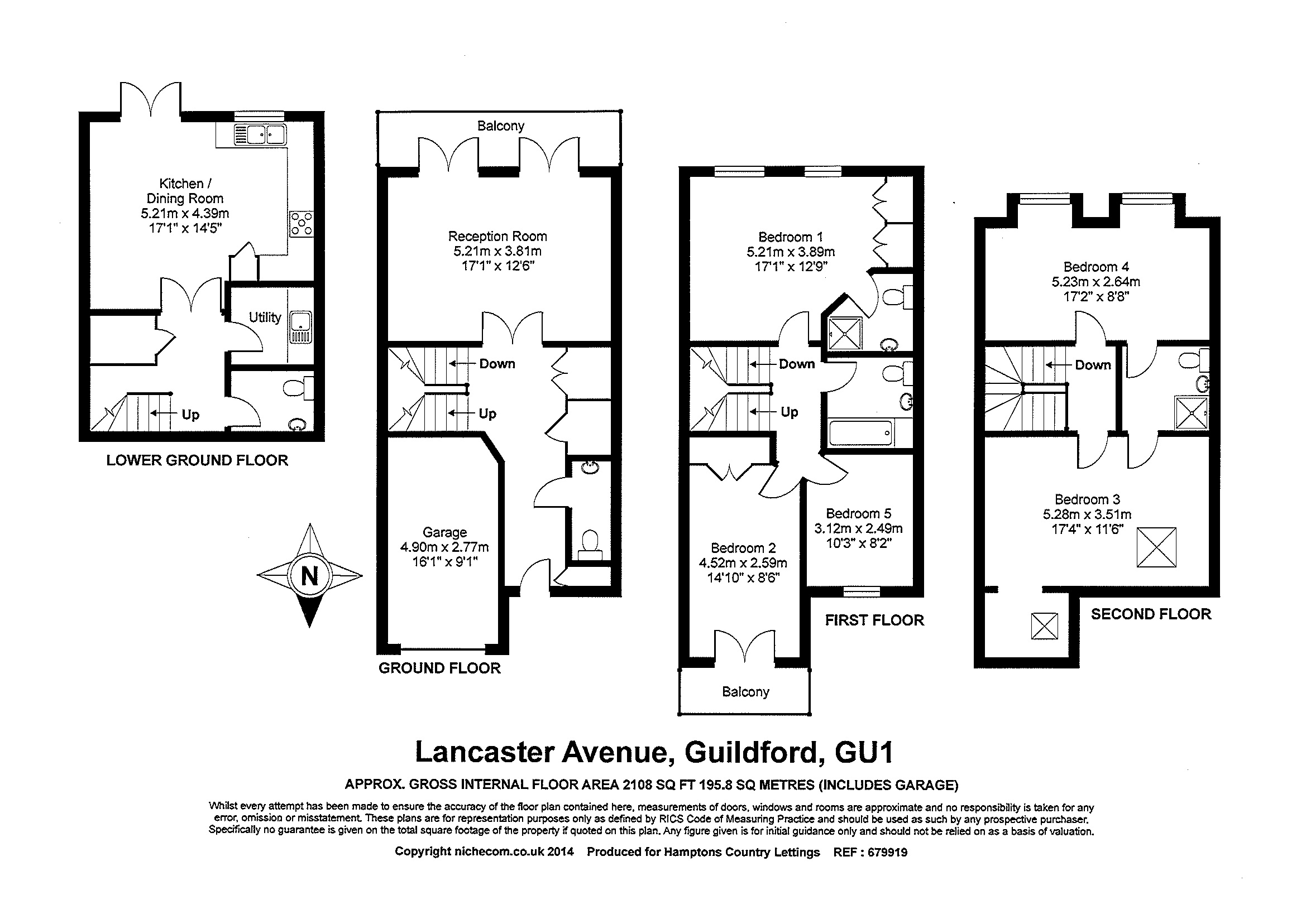 5 Bedrooms Town house to rent in Lancaster Avenue, Guildford GU1