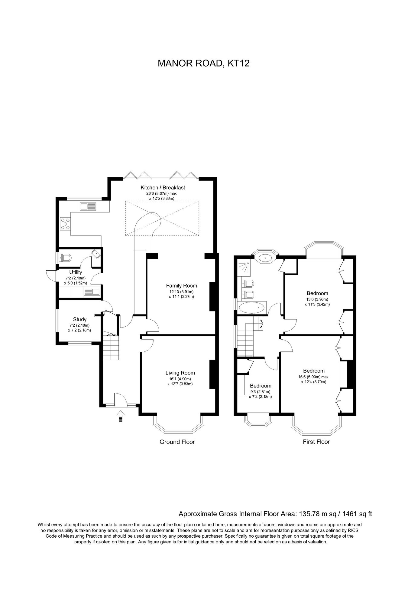  Manor Road, WALTON-ON-THAMES, KT12 floorplan