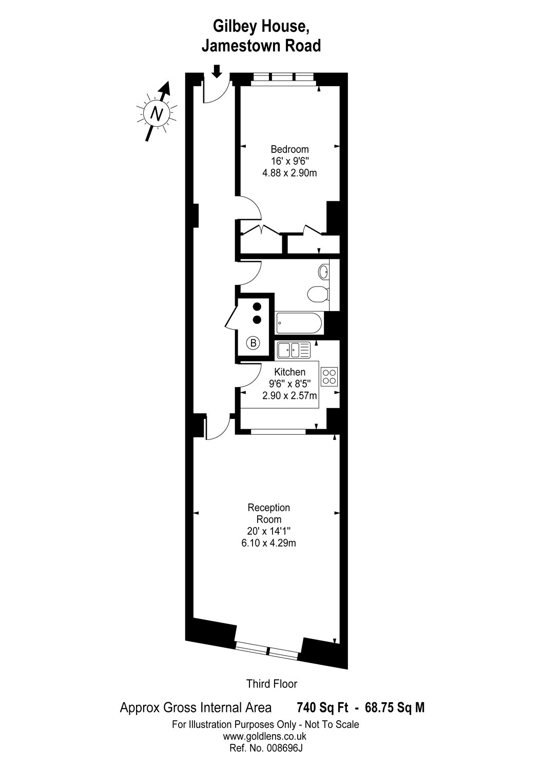 1 Bedrooms Flat to rent in Gilbey House, 38 Jamestown Road, London NW1