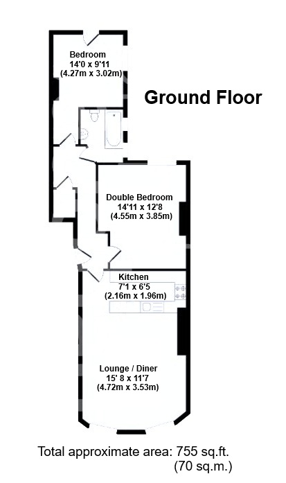 Garden Flat 9, 32, Brunswick Place, Hove floorplan