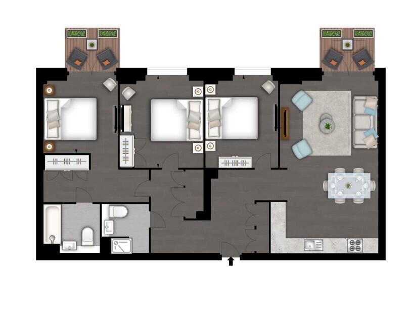 Apartment, 42, 4 Thornes House, 6-8 Charles Clowes Walk, London floorplan