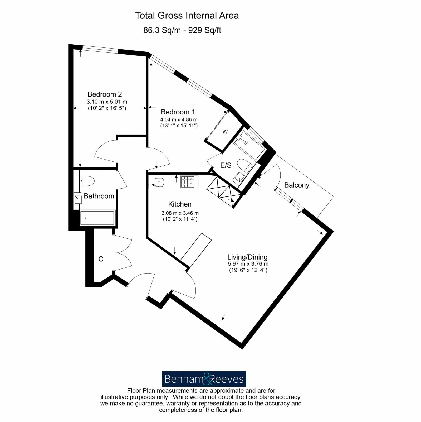 Flat 45 Lancaster House, 47, Beadon Road, Hammersmith floorplan