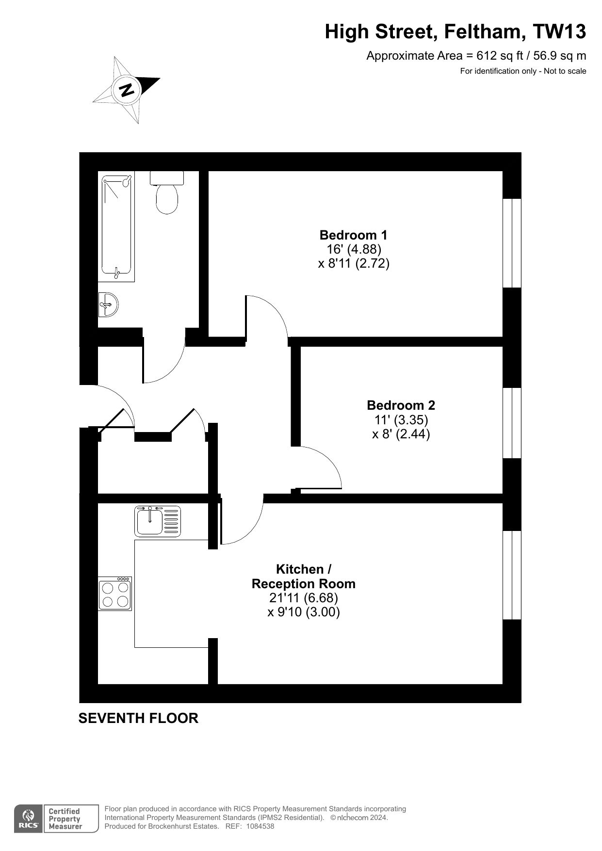 Flat 58, Hamlyn House, Feltham floorplan