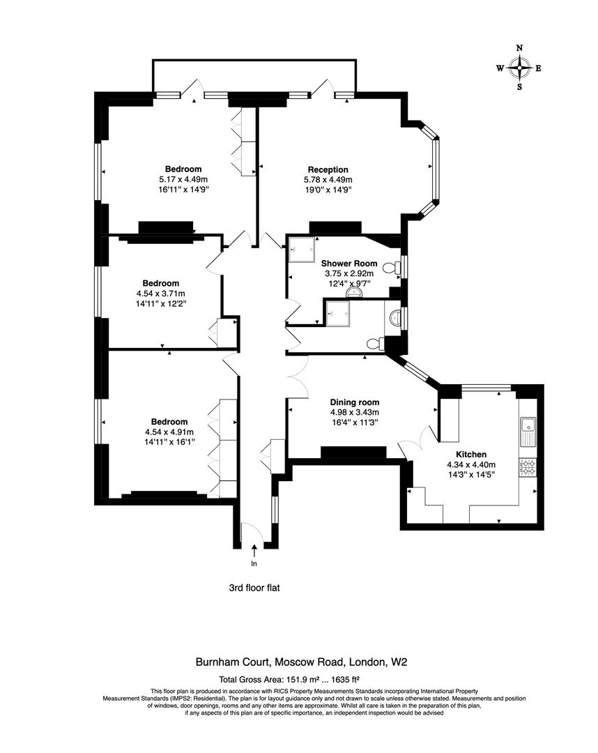 Flat 22, Burnham Court, Moscow Road, London floorplan
