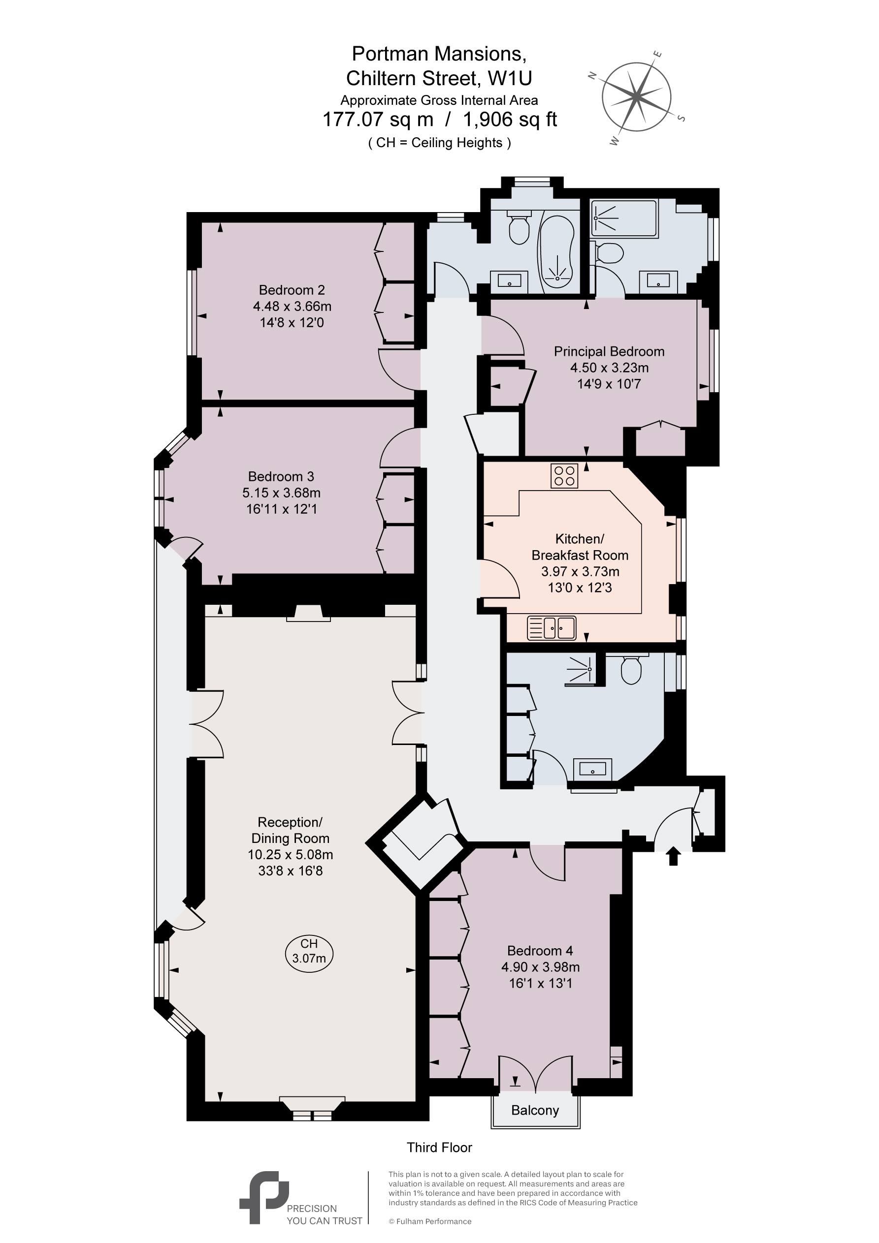 Flat 1K,, Portman Mansions, London floorplan