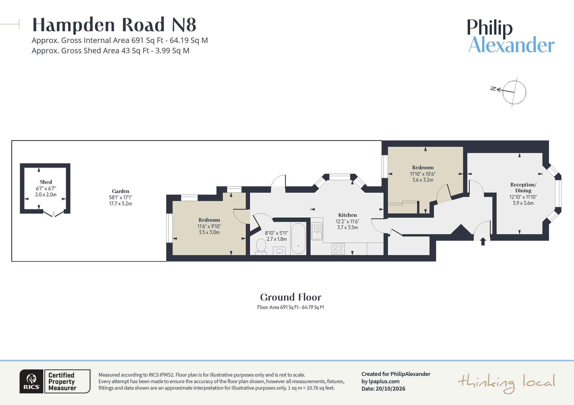 Flat A, 87 Hampden Road, London floorplan