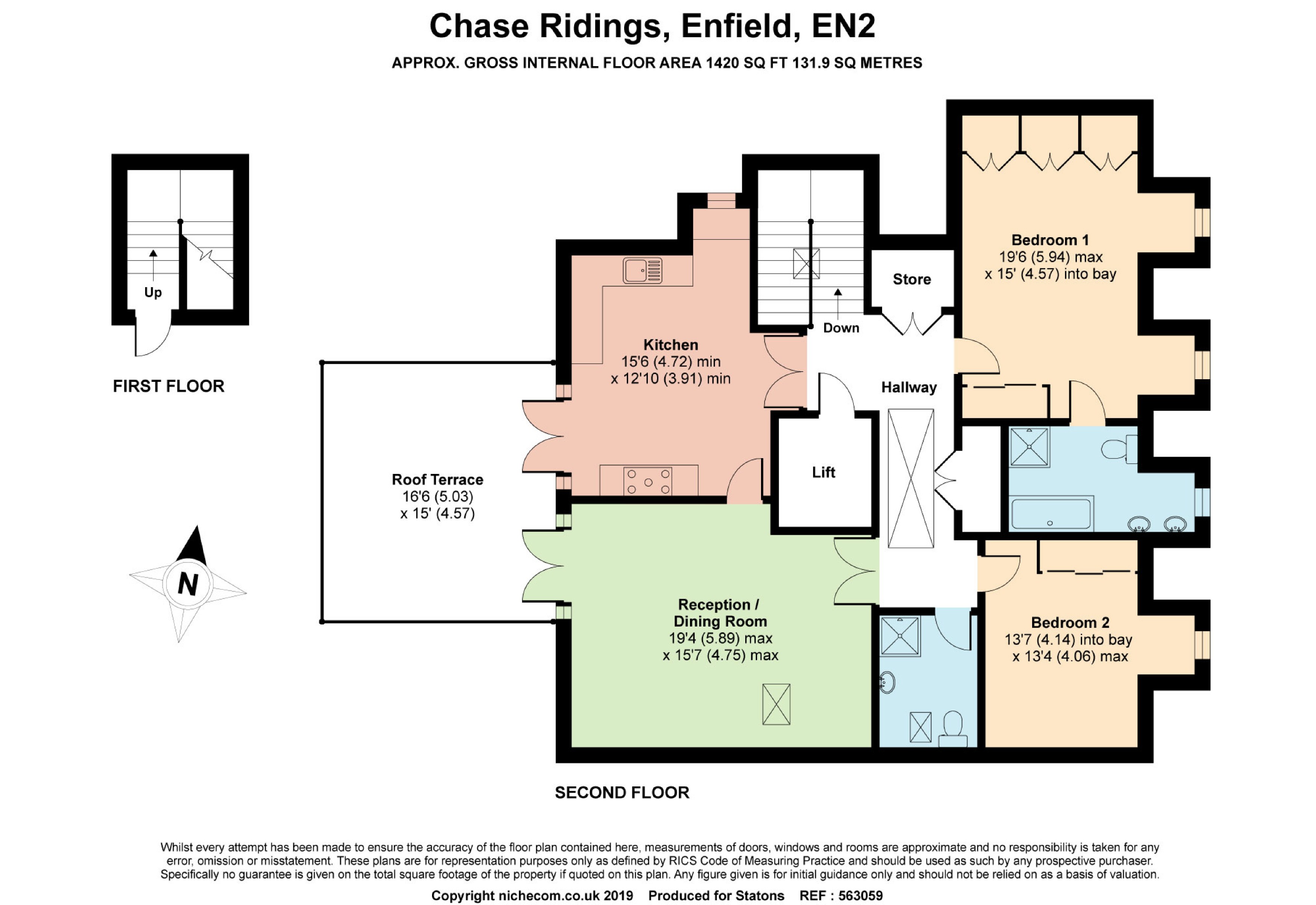 Chase Ridings, Enfield, Middlesex EN2, 2 bedroom flat for sale
