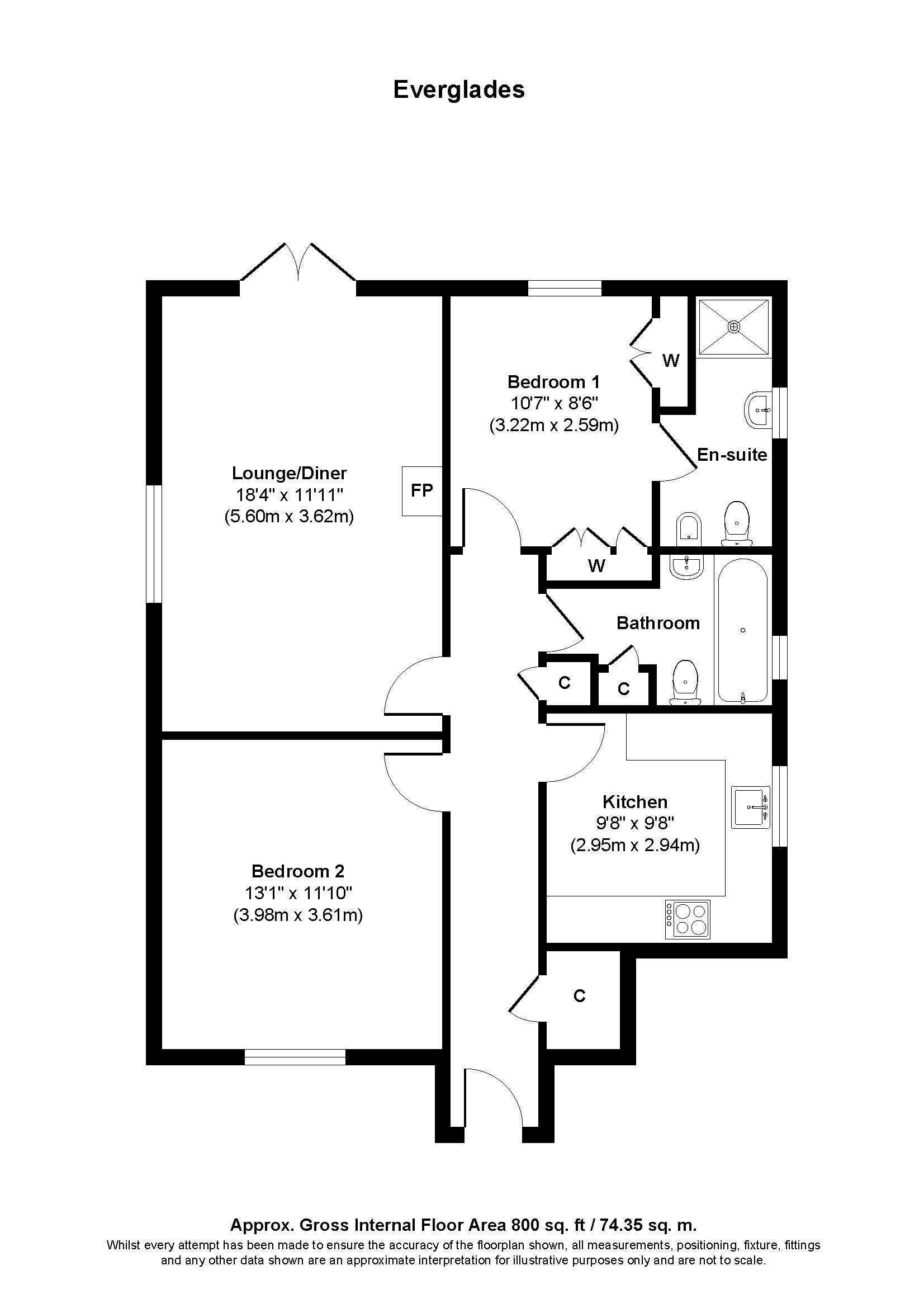 Flat 3, Everglade Court, 57, Chine Walk, Ferndown floorplan