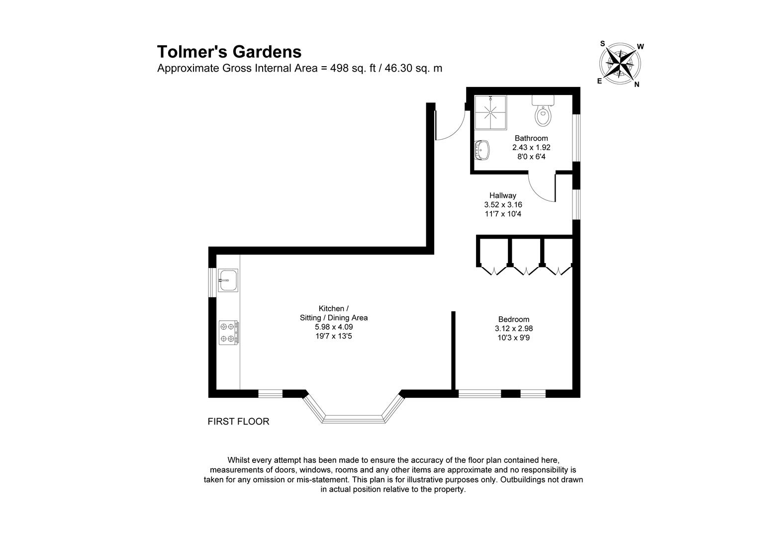 Flat 3, 11, Tolmers Gardens, Potters Bar floorplan